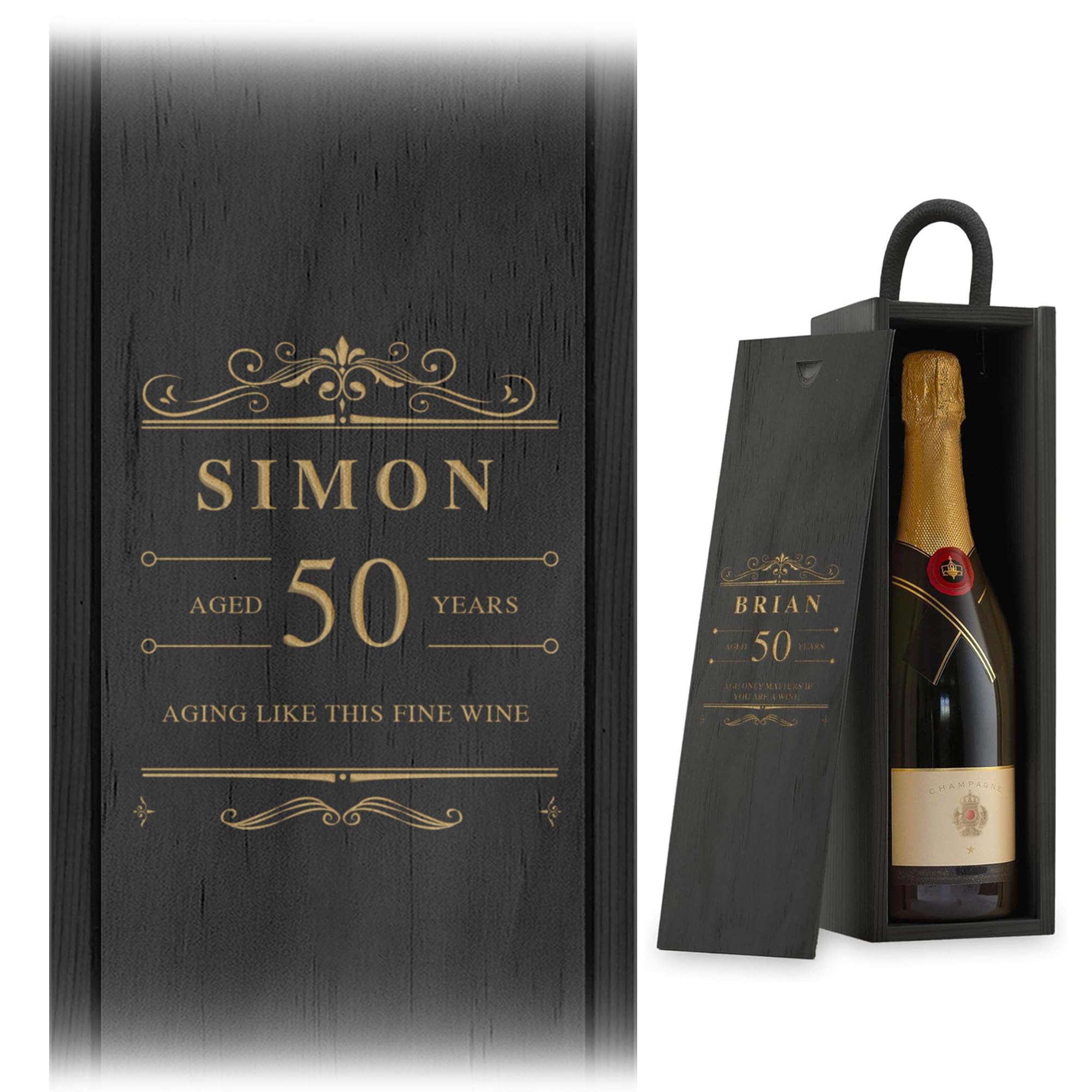 A1 Graphics Ltd Personalised Wine Box Custom Laser Engraved Gift Birthday Christmas Anniversary Design 5 (Black)