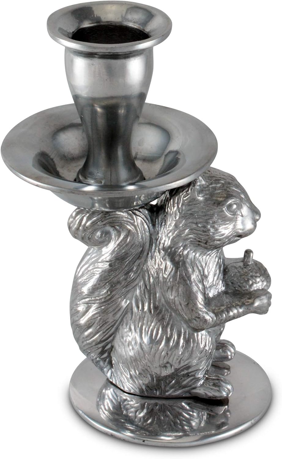 Arthur Court Aluminum Metal Rustic Squirrel Candle Holders/Candlestick Gator - Perfect for Outdoor Table or Forest/Rustic décor 5.25 inch Tall
