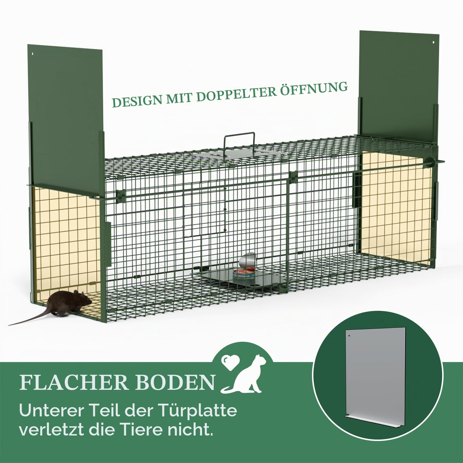 Lebendfalle Marderfalle 100 x 29 x 31.5 cm Katzenfalle Groß Fuchsfalle Kastenfalle Waschbärfalle Rattenfalle Tierfalle Drahtfalle Mit 3 türen