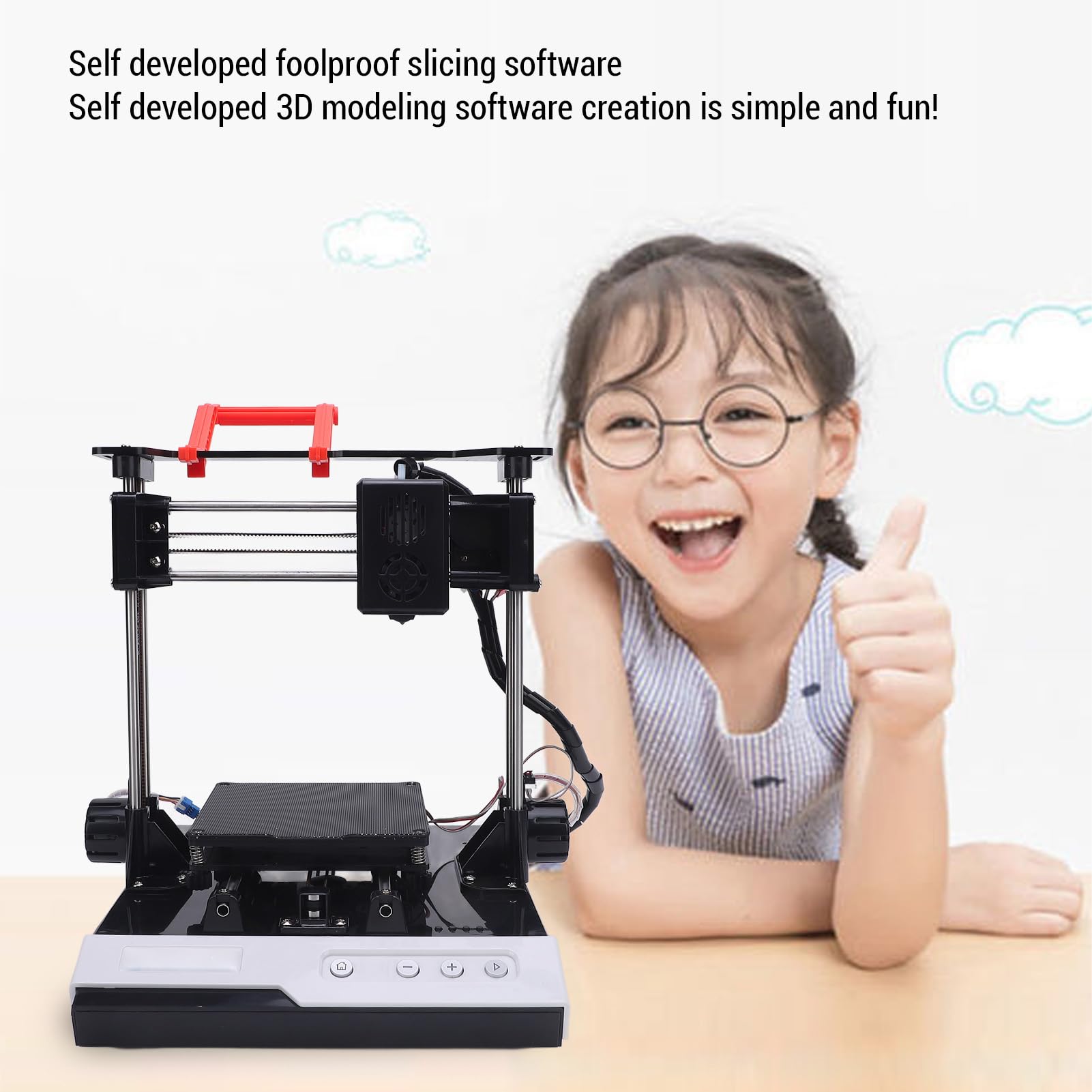 Impresora 3D para Principiantes, Máquina de Impresión 3D de Alta Velocidad con Tamaño de Impresión de 100x100x100 Mm, Mini Impresora 3D con Filamento PLA, Accesorios (Enchufe de