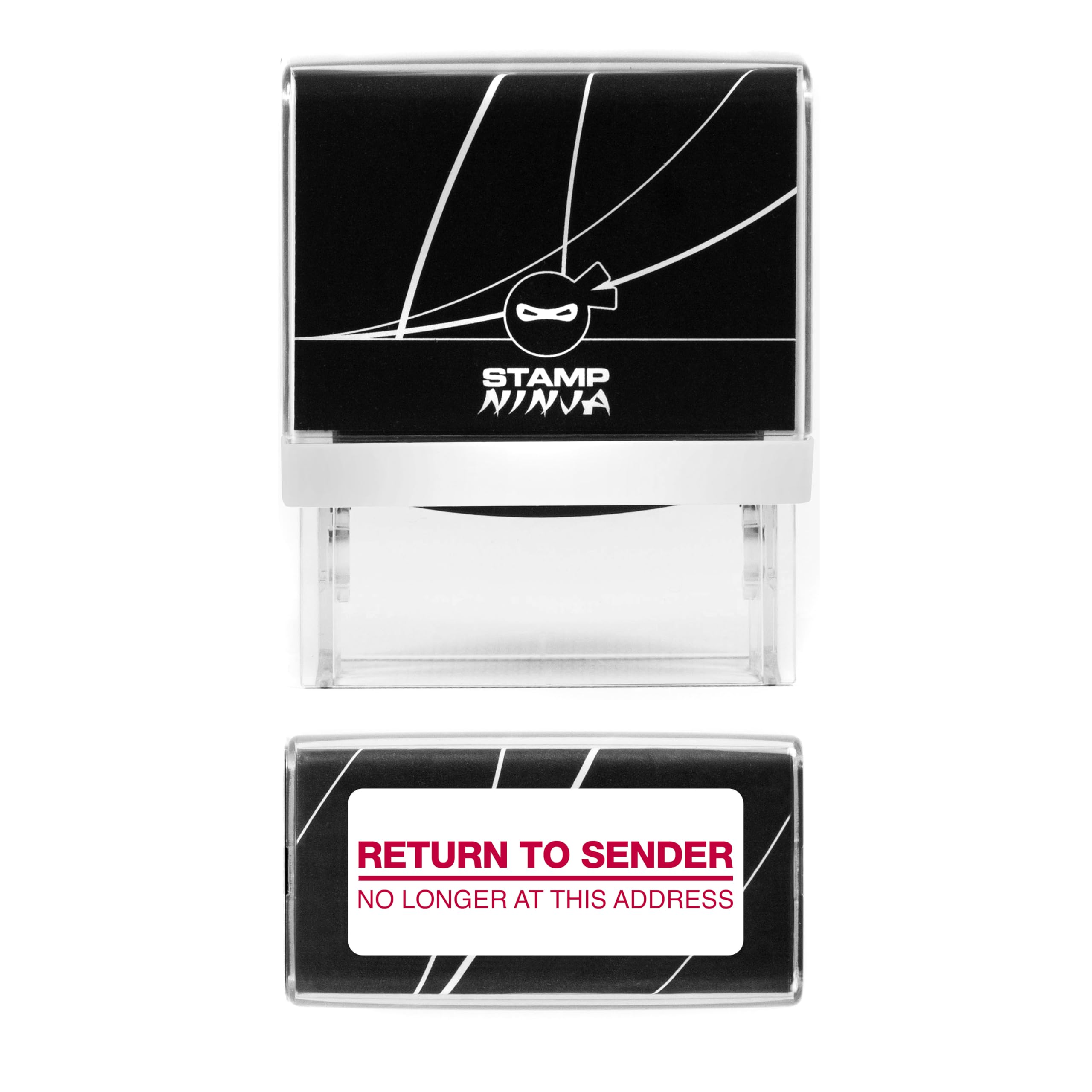 Stamp Ninja Black Ink Return To Sender Stamp - No Longer At This Address - Self Inking - 45Mm X 18Mm (Red Ink)
