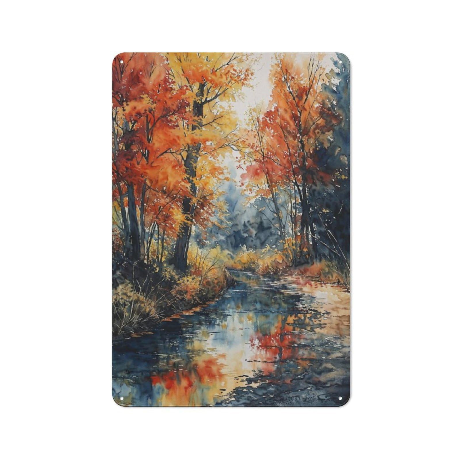 Junmoney Autumn Stroll Vintage Metal Sign 30X20cm For Pub Or Café, For Collectors Of Vintage Metal Wall Decor