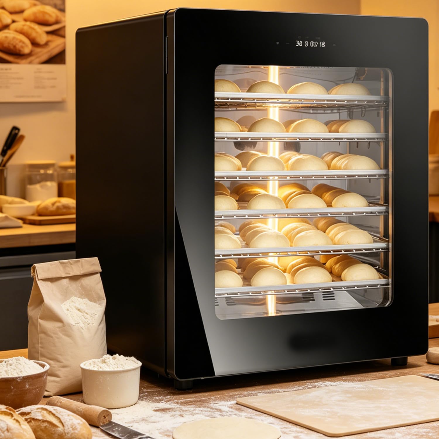 Qiang 100L Countertop Electric Dough Proofer Bread Fermenter | Timing & Humidity Temp Control (20-50°C) | Uniform Heating | Removable | for Home Bakers Sourdough Pizza Yogurt Rice Wine Natto
