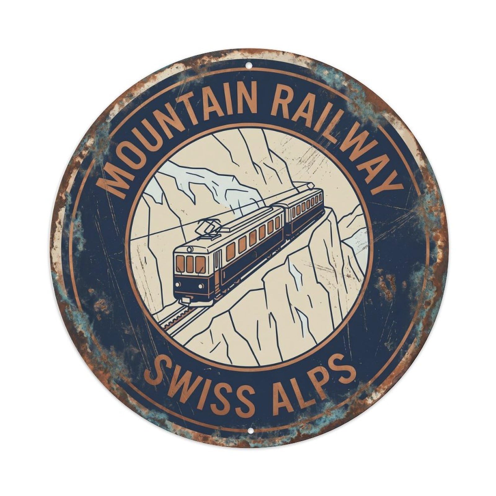 Vintage Travel Cogwheel Train Switzerland Metal Tin Sign