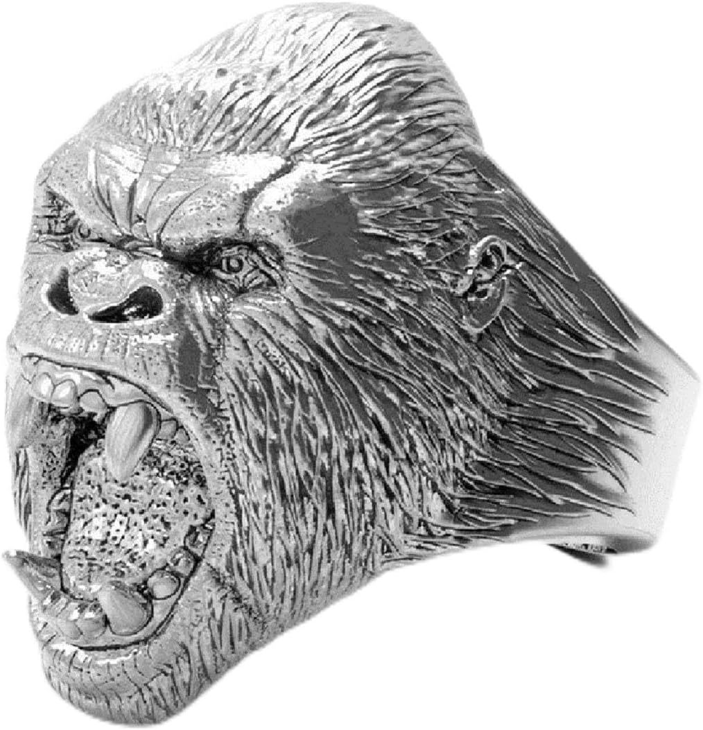 Gorilla Ring for Men, Angry Orangutan Ring Big Monkey Ring, Hip Hop Biker Men's Fashion Domineering Punk Ring, Vintage Animal Ring Jewelry Gift for Men Boys