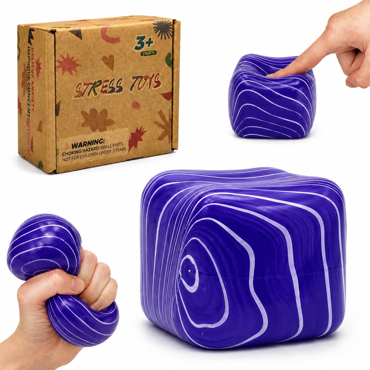 Flowing Swirl Sensory Stress Relief Toy for Autism, Large 2.76in Squishy Cube Squeeze Toy by Graphinza, Durable Squeeze Toys for Boys & Girls Age 3+ and Adults — image 1