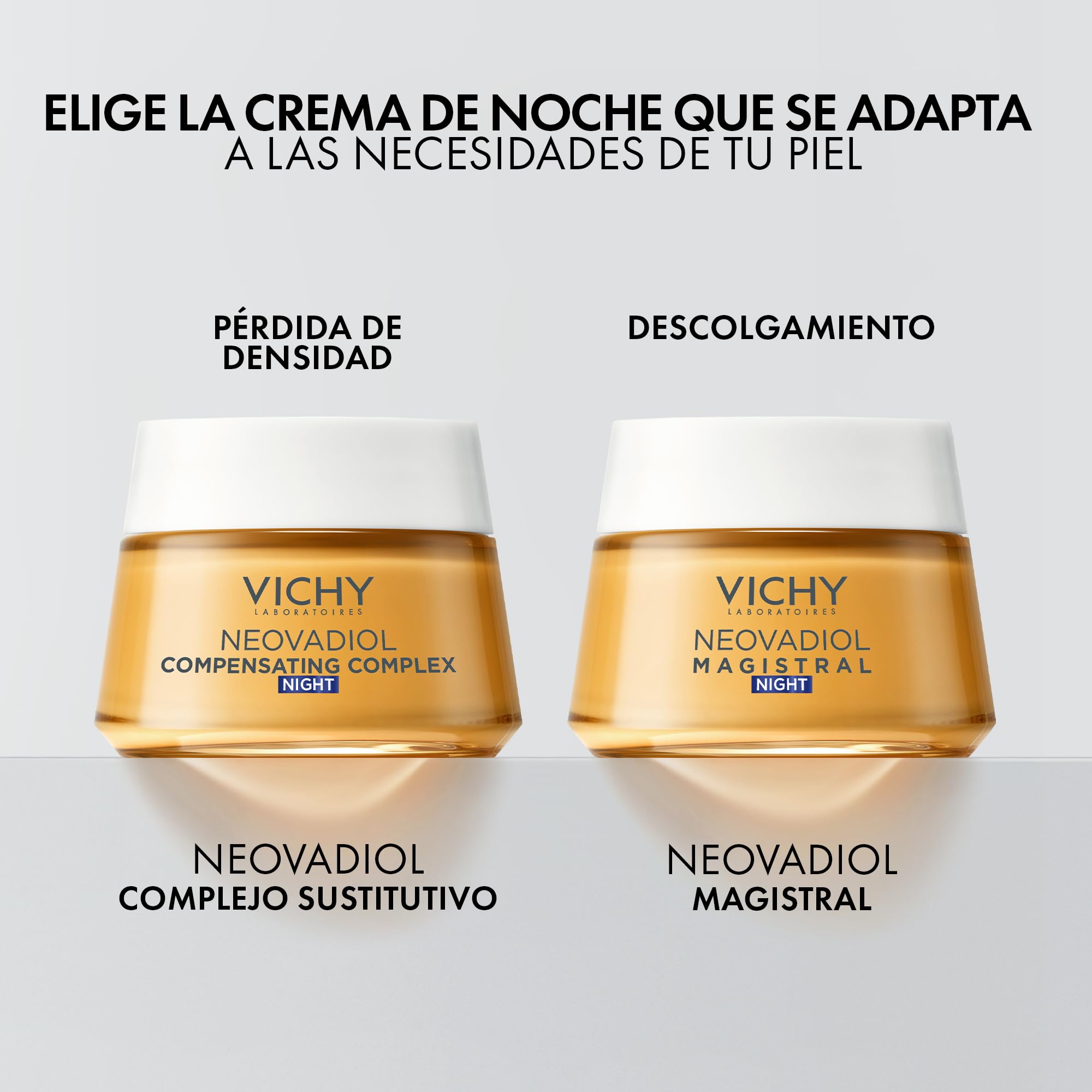 Vichy Crema de Noche para la Menopausia, Redensificante y Revitalizante, Enriquecida con Agua Volcánica de Vichy y Proxylane, Para Todo Tipo de Piel, Neovadiol, 50 ml