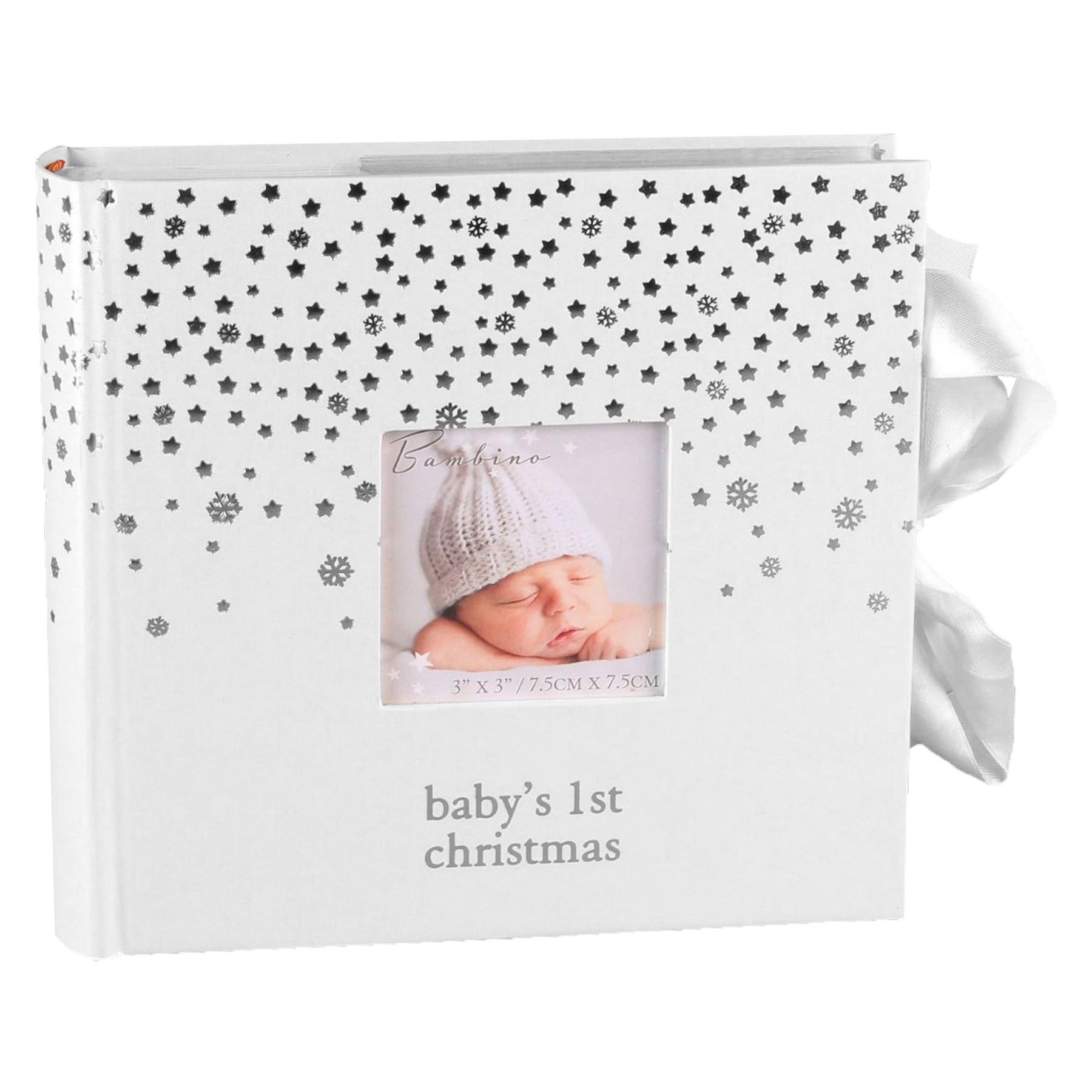 Widdle Gifts Unisex Silver / White Baby's 1St Christmas Photo Album - Holds 80 6X4 Photo's - Stars/Snowflakes 1714