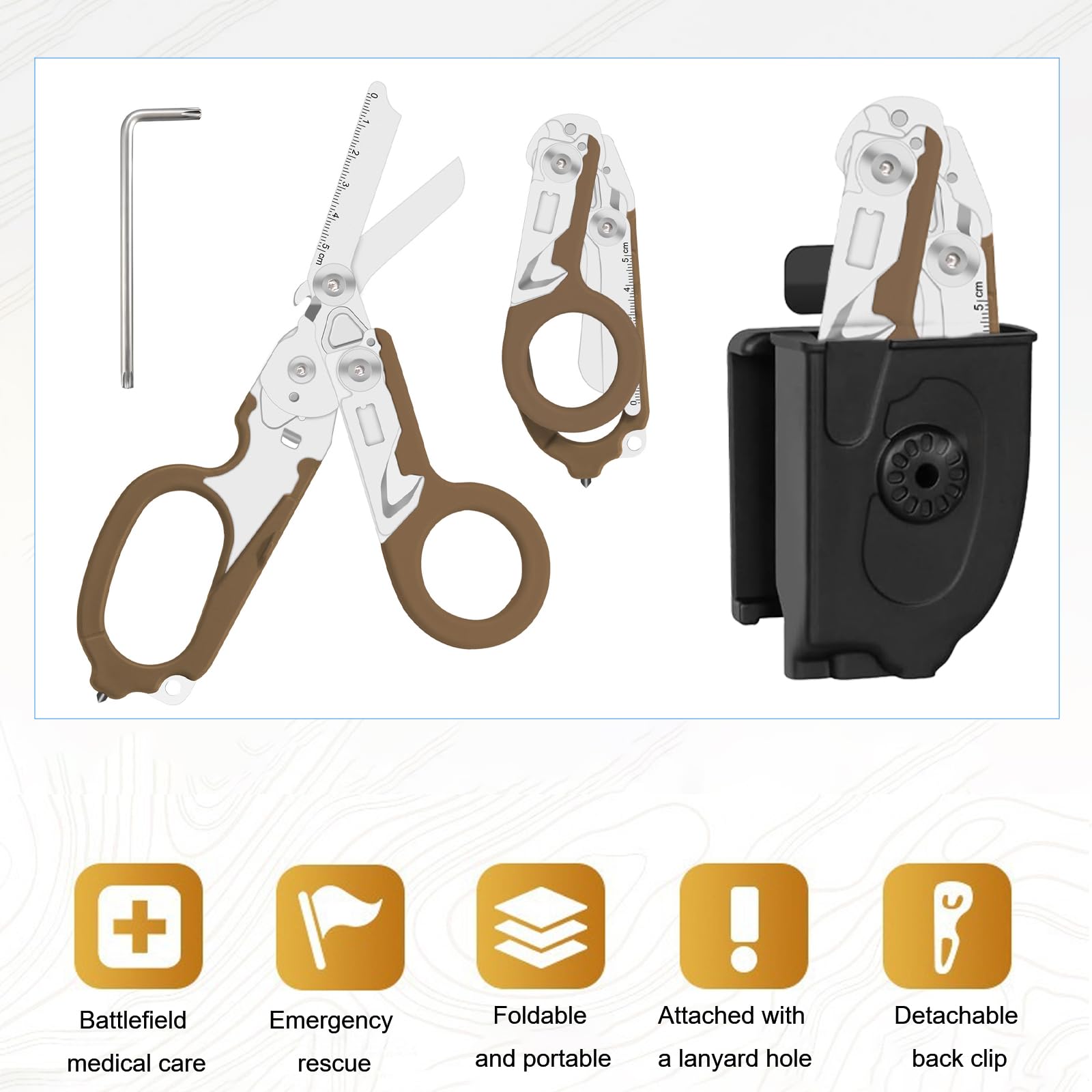 Ziyero 6 in 1 Raptor Response Emergency Shears, Tough Cut Scissors, Multi Tool Pliers Shears - Image 4