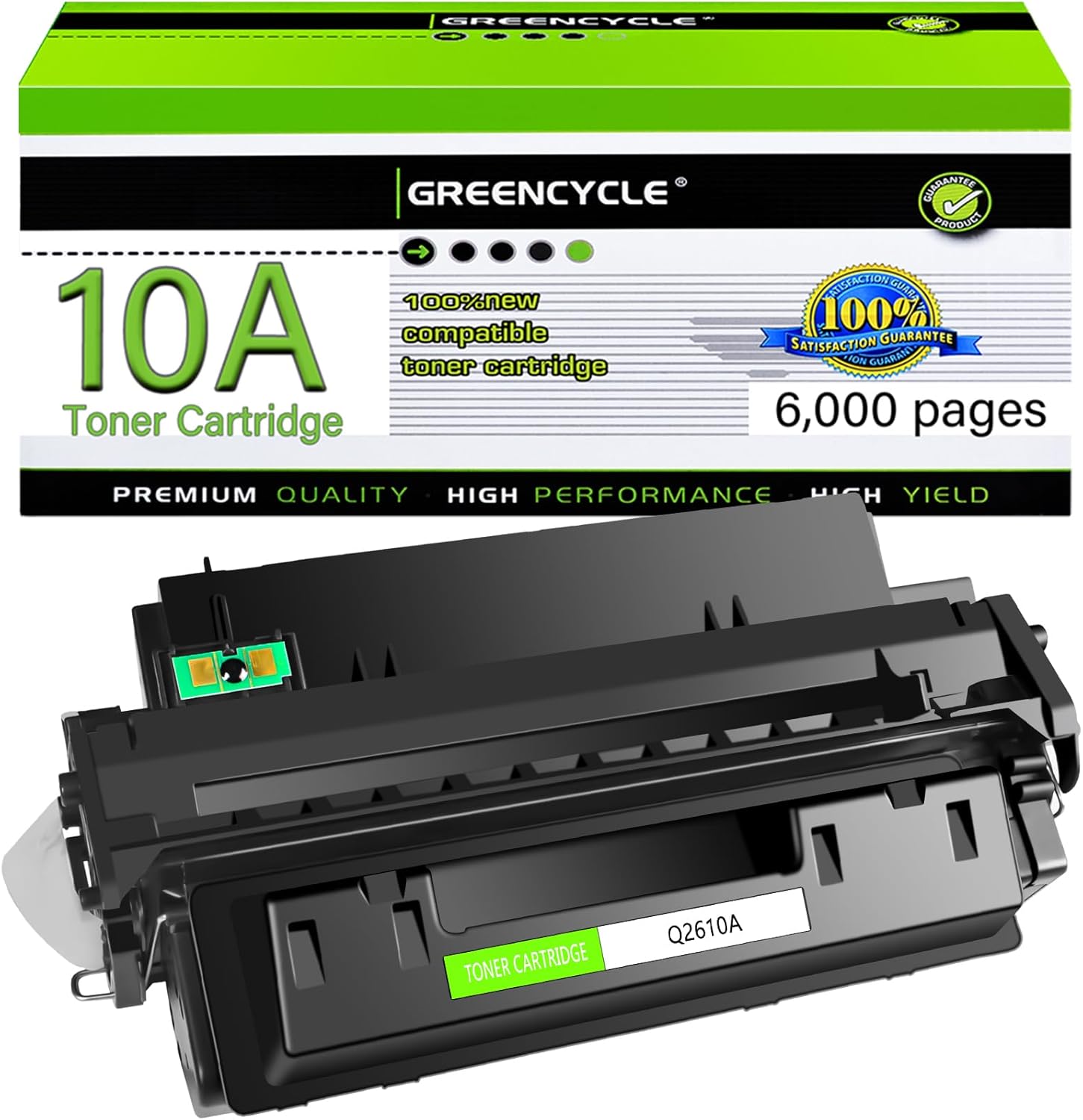 greencycle 1 Pack High Yield 10A Q2610A Toner Cartridge Replacement Compatible for HP LaserJet 2300 2300d 2300dn 2300dtn 2300L 2300n Printer