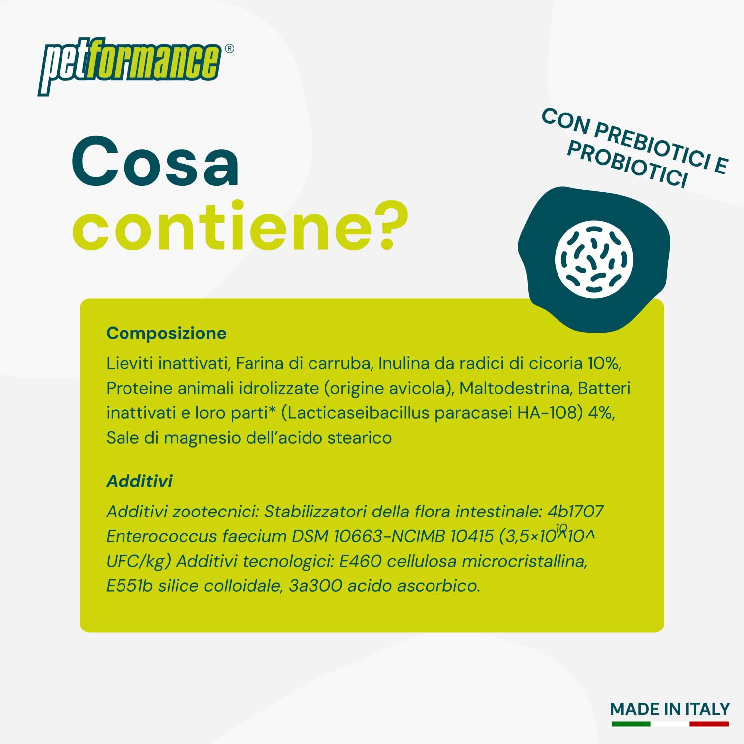 PETFORMANCE Fermentiflora – Probiotico, Prebiotico e Postbiotico per Cani e Gatti - Fermenti Lattici con Funzione Digestiva per la Flora Intestinale - 30 Compresse Appetibili