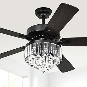 YITAHOME 52 Inch Crystal Ceiling Fan