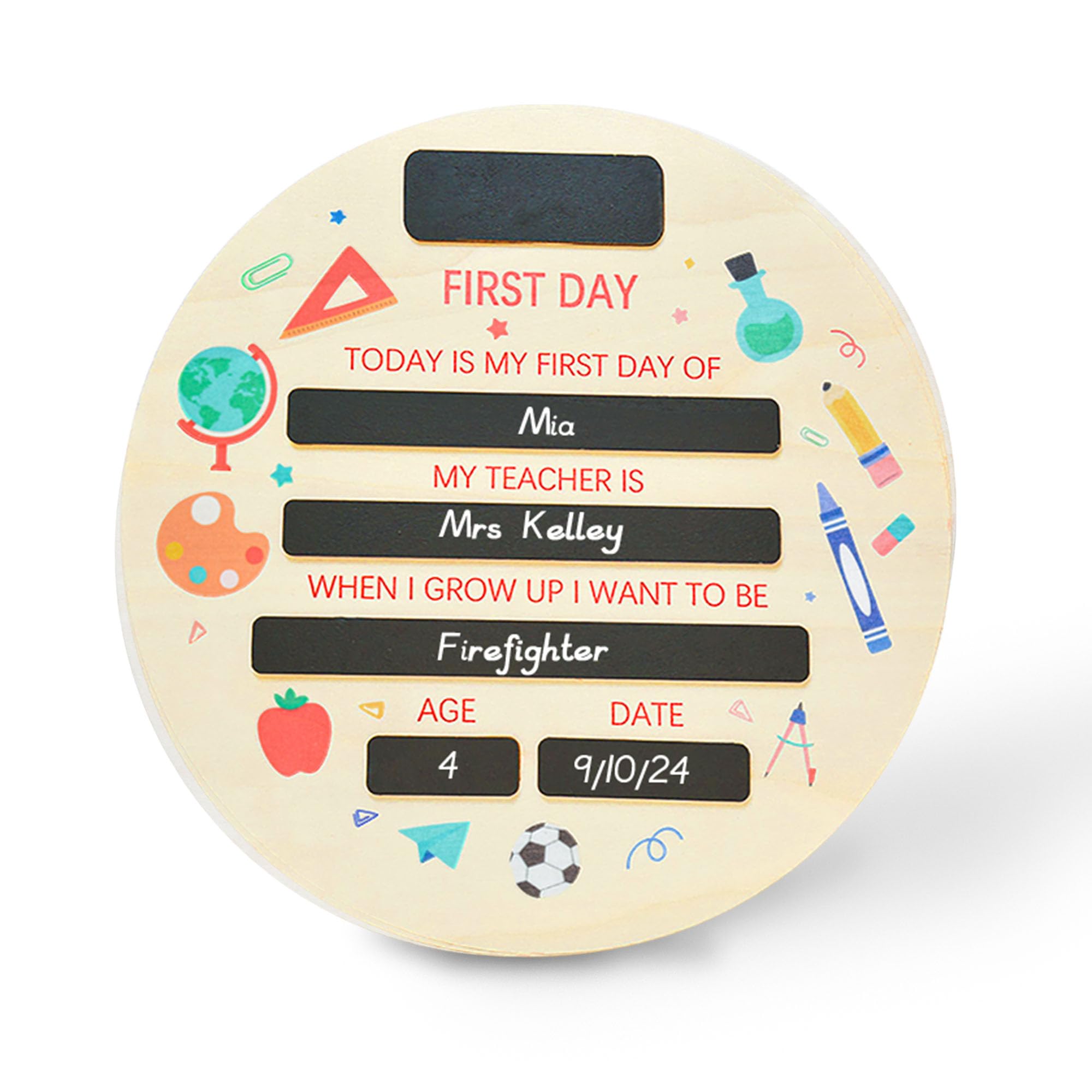 Alinw First Day of School Board, 30 X 30CM My First Day at School Photo Prop Chalkboard Sign Suitable for Ages 14 and Up