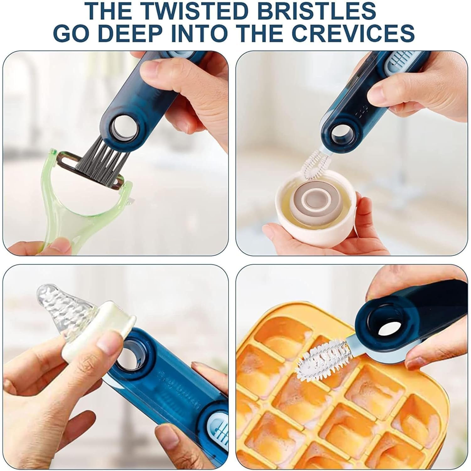 Sarthu Small Gap and Multi-Surface Cleaning Brush and 3 in 1 Cleaning Brush, (Multi Color Pack of 2) 3
