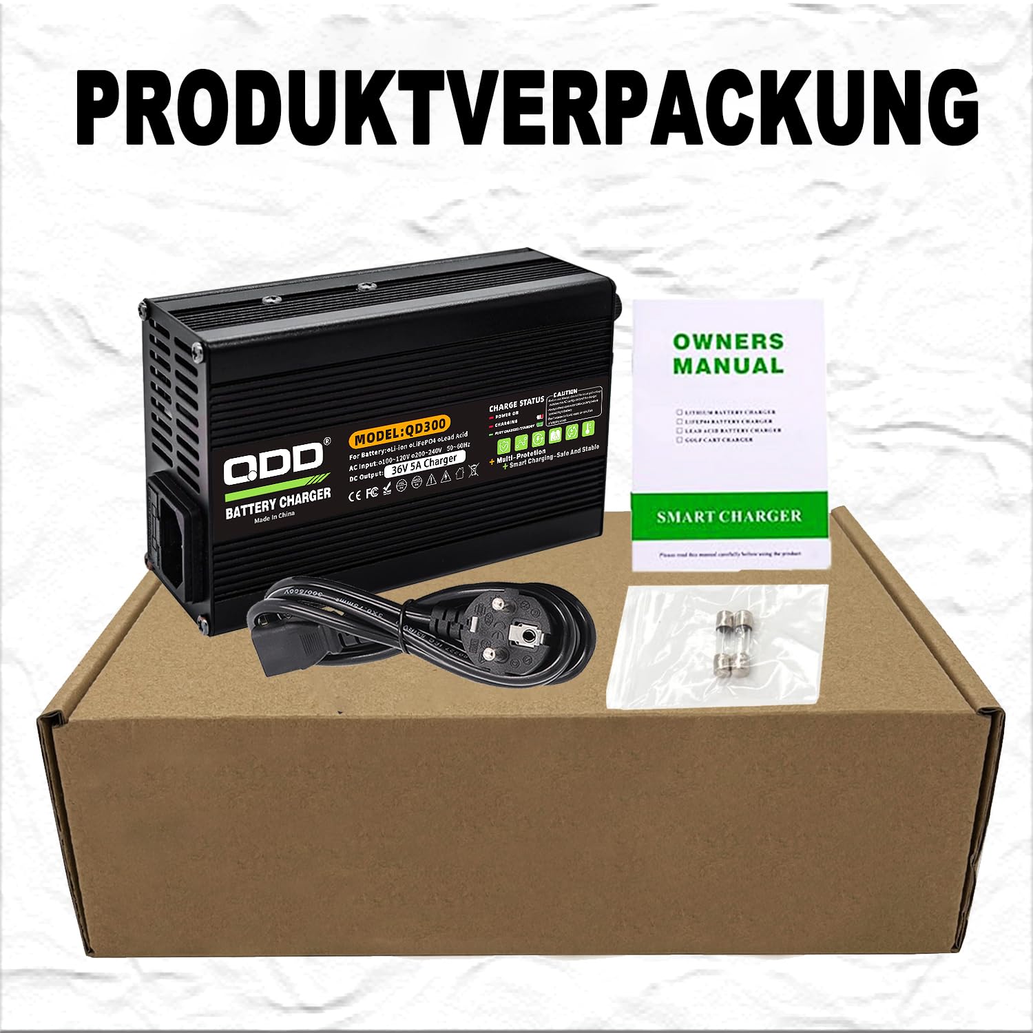 QDD Caricabatterie 36V 36V 5A al piombo-acido con uscita DC 50A Connettore Anderson per 36V Piombo Acido AGM Gel VRLA OPZV 36V Smart Charger