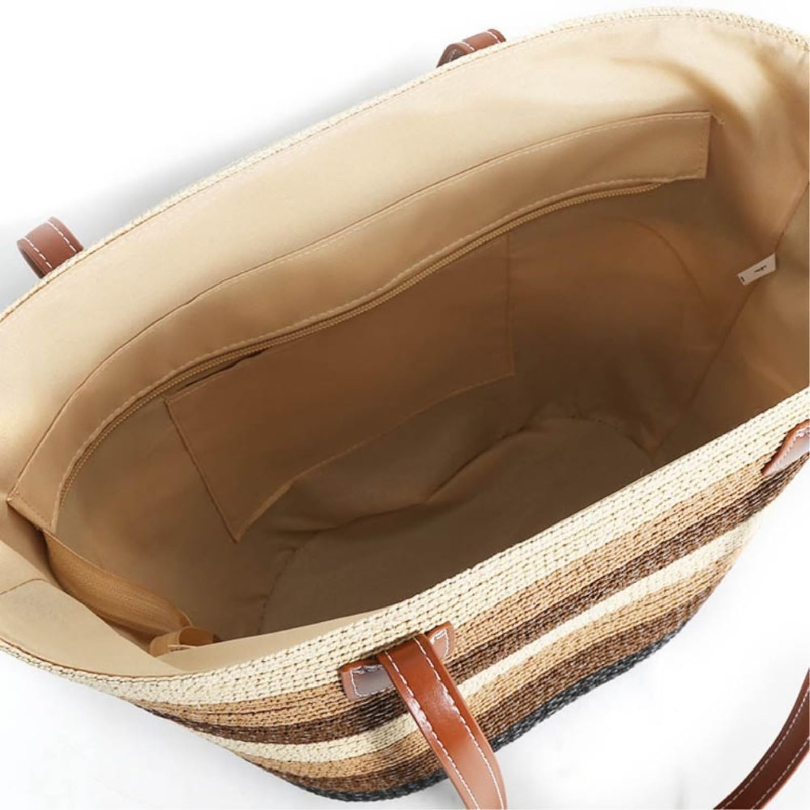 Torba Crossbody Moda Słomka Duża Pojemność Tkane Ramię Kwadratowy Zamek Błyskawiczny Kapelusz Wakacje Torby Z Górnym Uchwytem