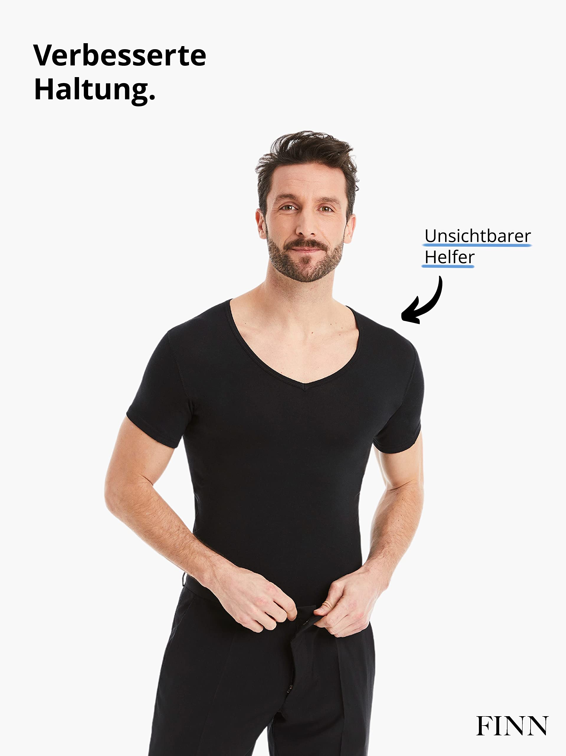 FINN Męska koszulka kompresyjna modelująca figurę z efektem wyszczuplającym brzuch - krótki rękaw Shapewear podkoszulek z bawełny - Body Shaper dla płaskiego brzucha