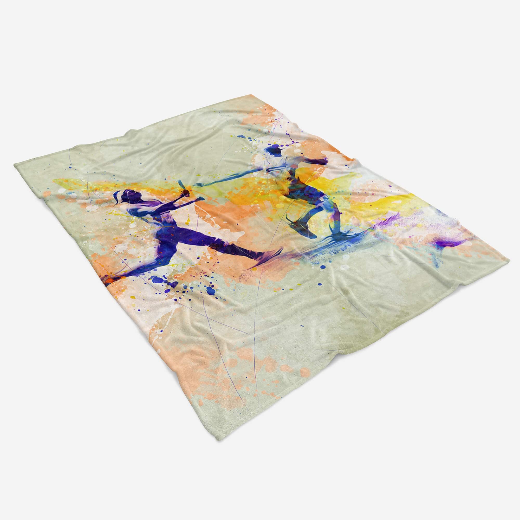 SplashArt Sport Handtuch Strandhandtuch Saunatuch Kuscheldecke Kunstvoll Staffellauf SPOR Größe 180 x 130 cm (Tagesdecke - Sherpa Flies)