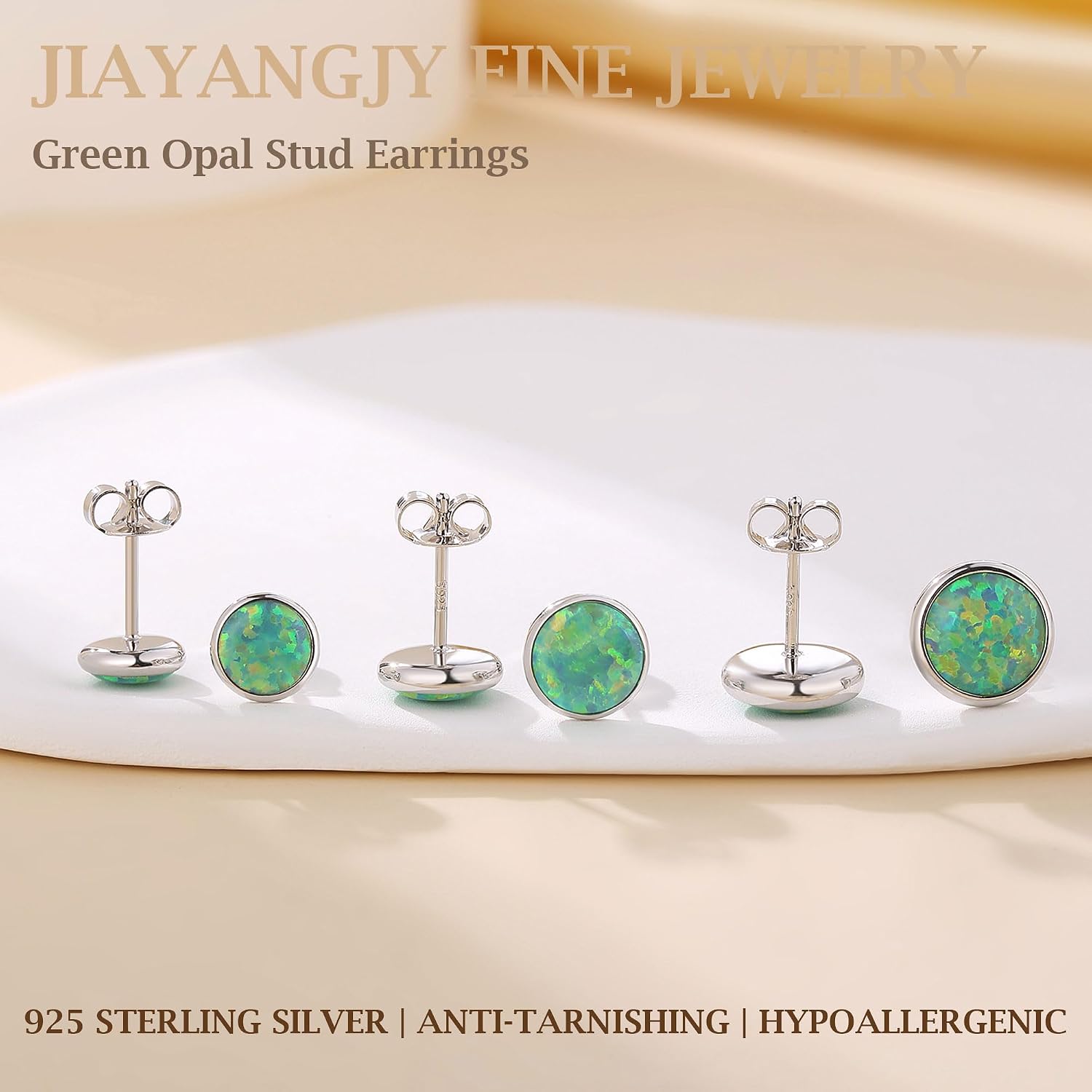 Silver Fire Opal Stud Earrings for Women Sterling Silver Created Green/Blue/Pink/White Opal Stud Earrings