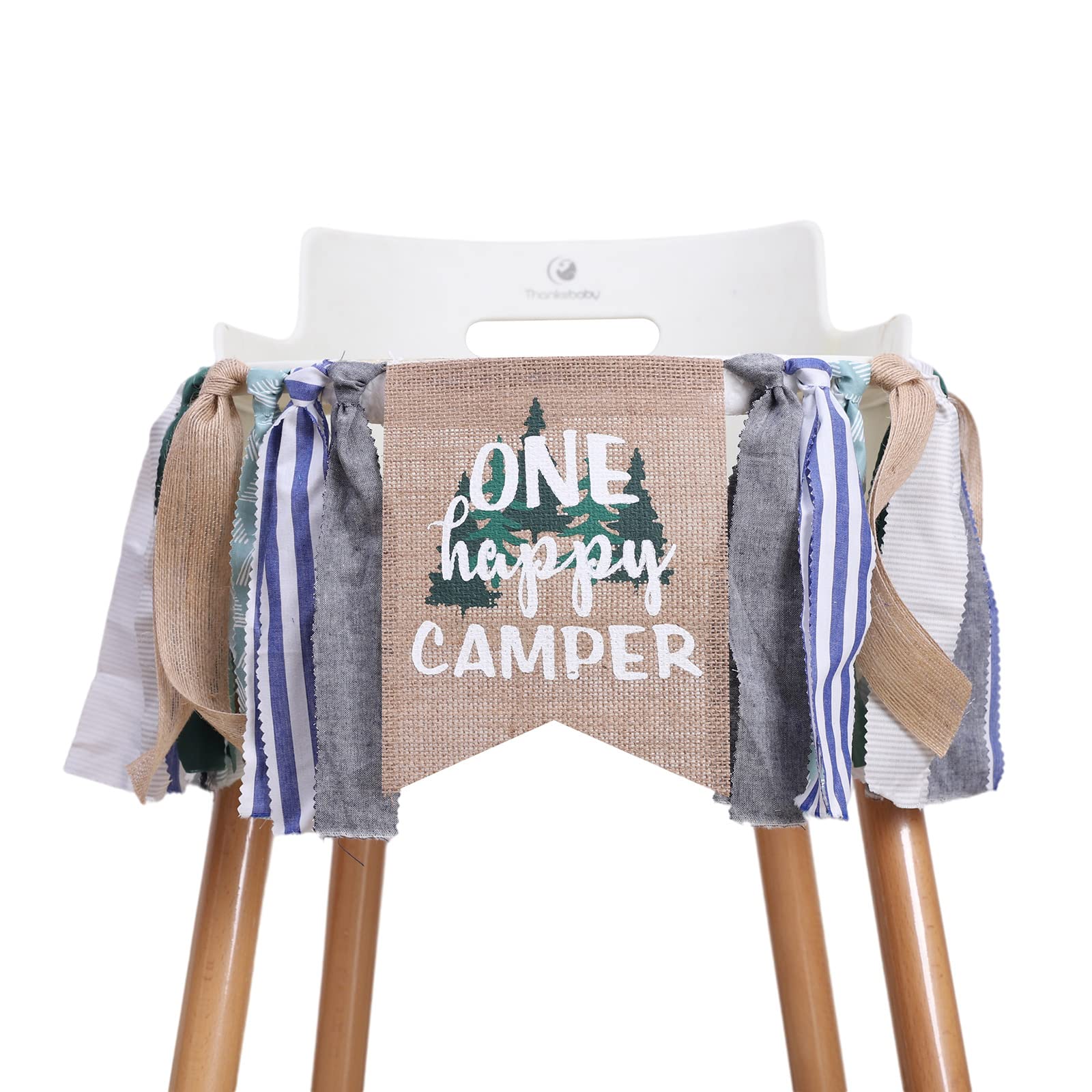 One Happy Camper 1st Birthday Banner - High Chair Banner With Camping Decor Forest Theme Decorations