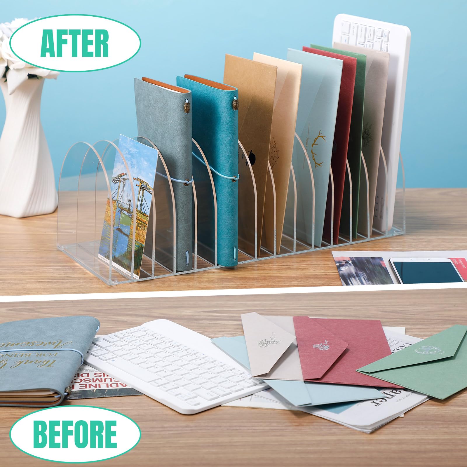 File Folder Rack Berrow Snapklik.com : Ctosree Acrylic File Organizer For Desk Vertical 15 ...