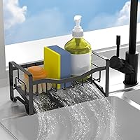 Maifan Stainless Steel Sink Caddy with Auto-Drain Tray - Compact Sponge Holder for Kitchen Countertop Organization