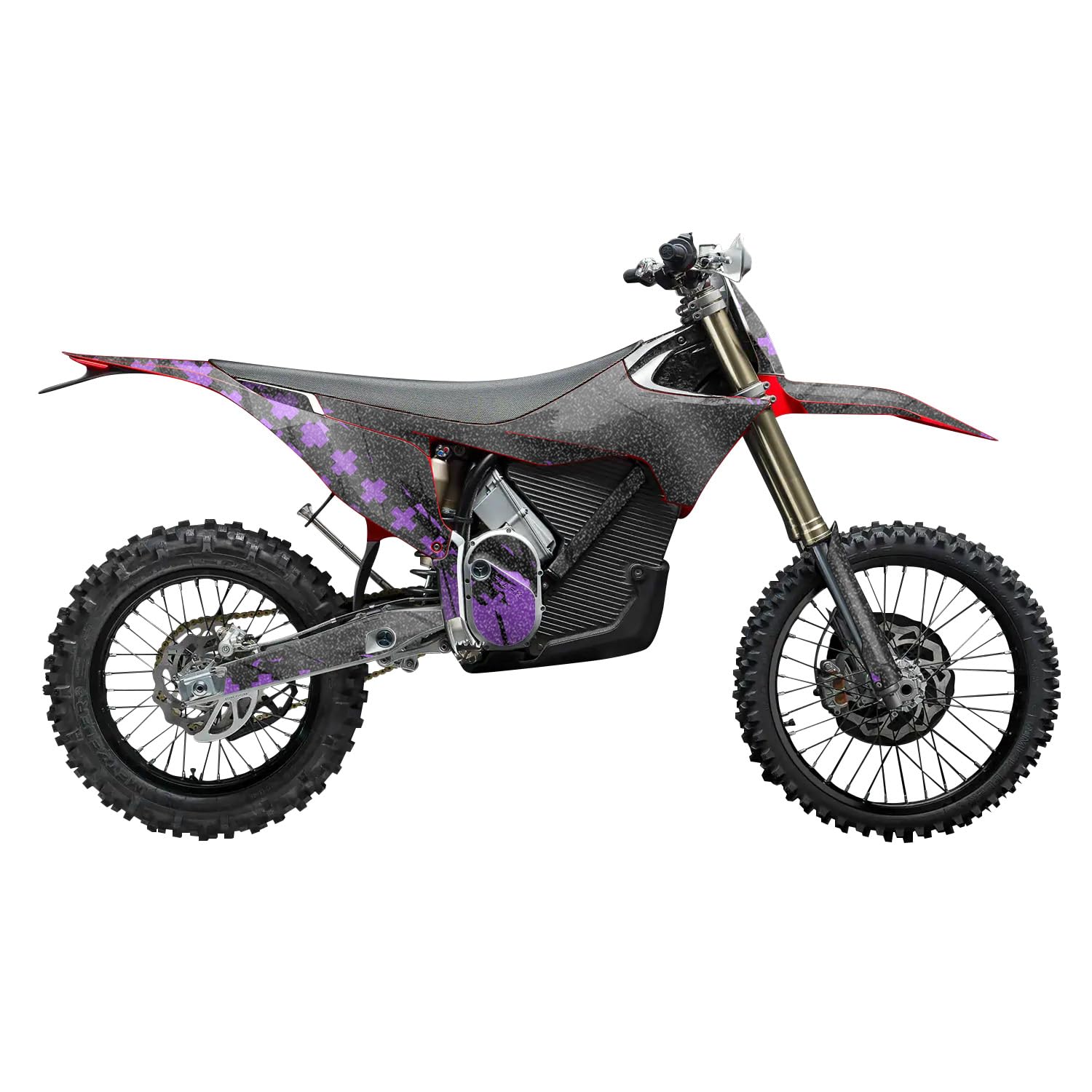 Glossy Glitter Stark Varg MX 2023-2025 Graphics Kit Wrap - Grunge Cross Purple - Varg MX Skin - Premium 3M Vinyl Protective Wrap Decal Cover - Easy to Apply | Crafted in the USA by MightySkins