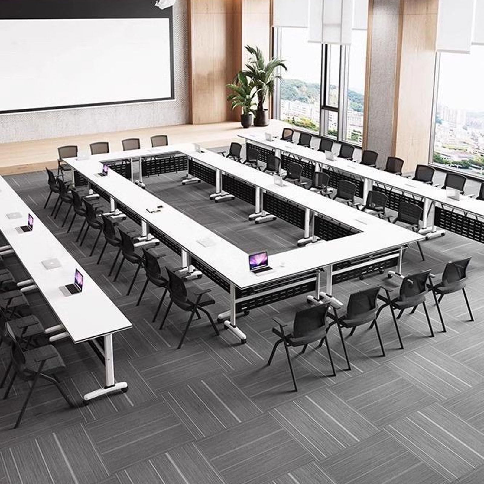 Przenośny składany stół konferencyjny - oszczędzający miejsce projekt do klasy biurowej i seminarium - lekki i łatwy do przechowywania idealny na konferencje i wydarzenia