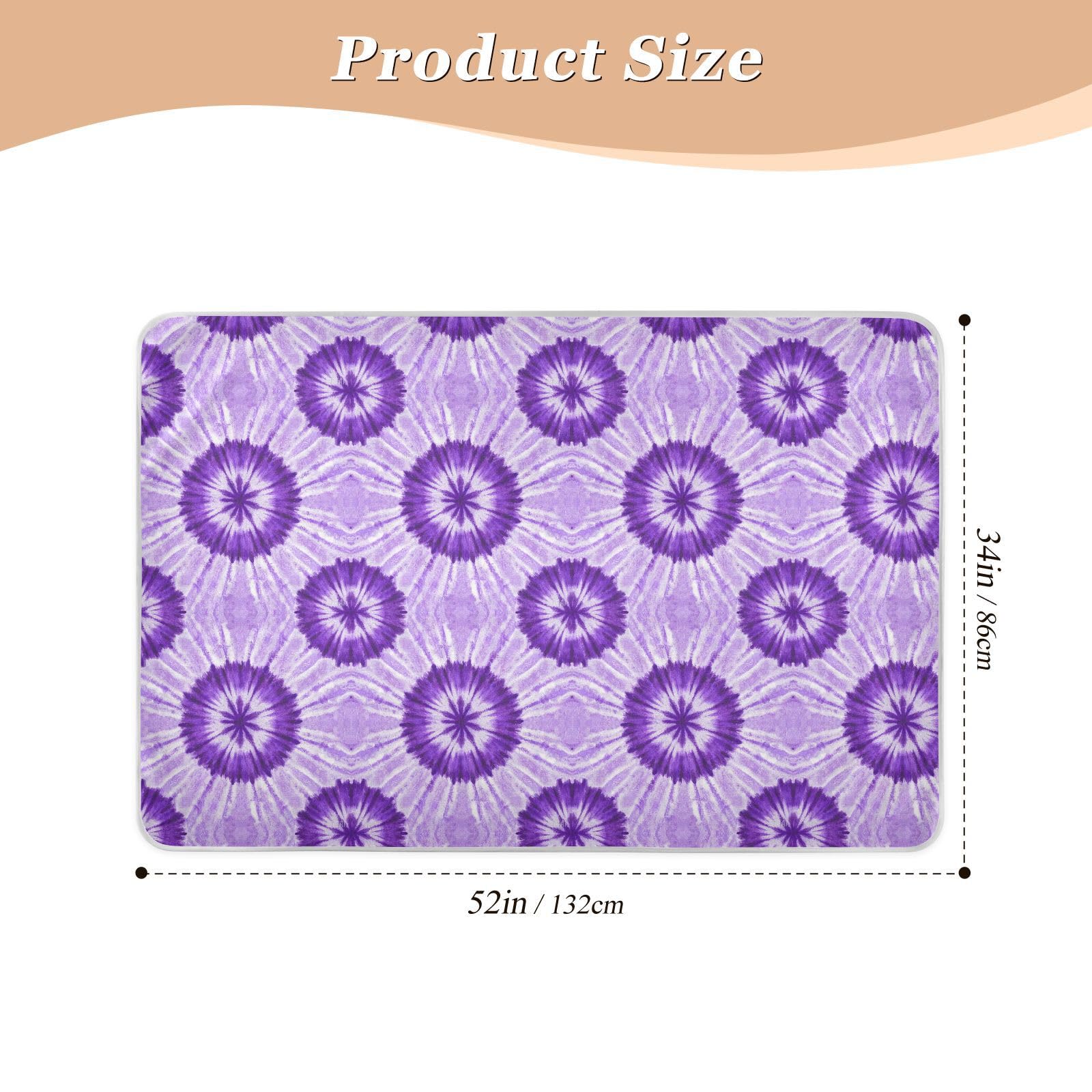 Purple Gradient Tie-dye Toddler Water Resistant Toddler Bed Pee Pads Anti-Lip Pee Mats for Infant Baby , 52