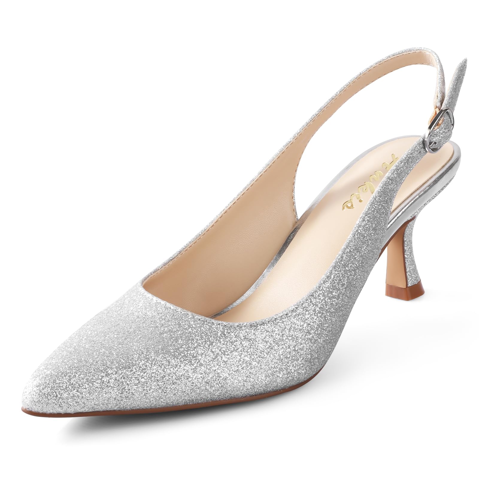 Slingback Pumps Light Grey Satin Shoes HANGISI Grey Satin Jewel