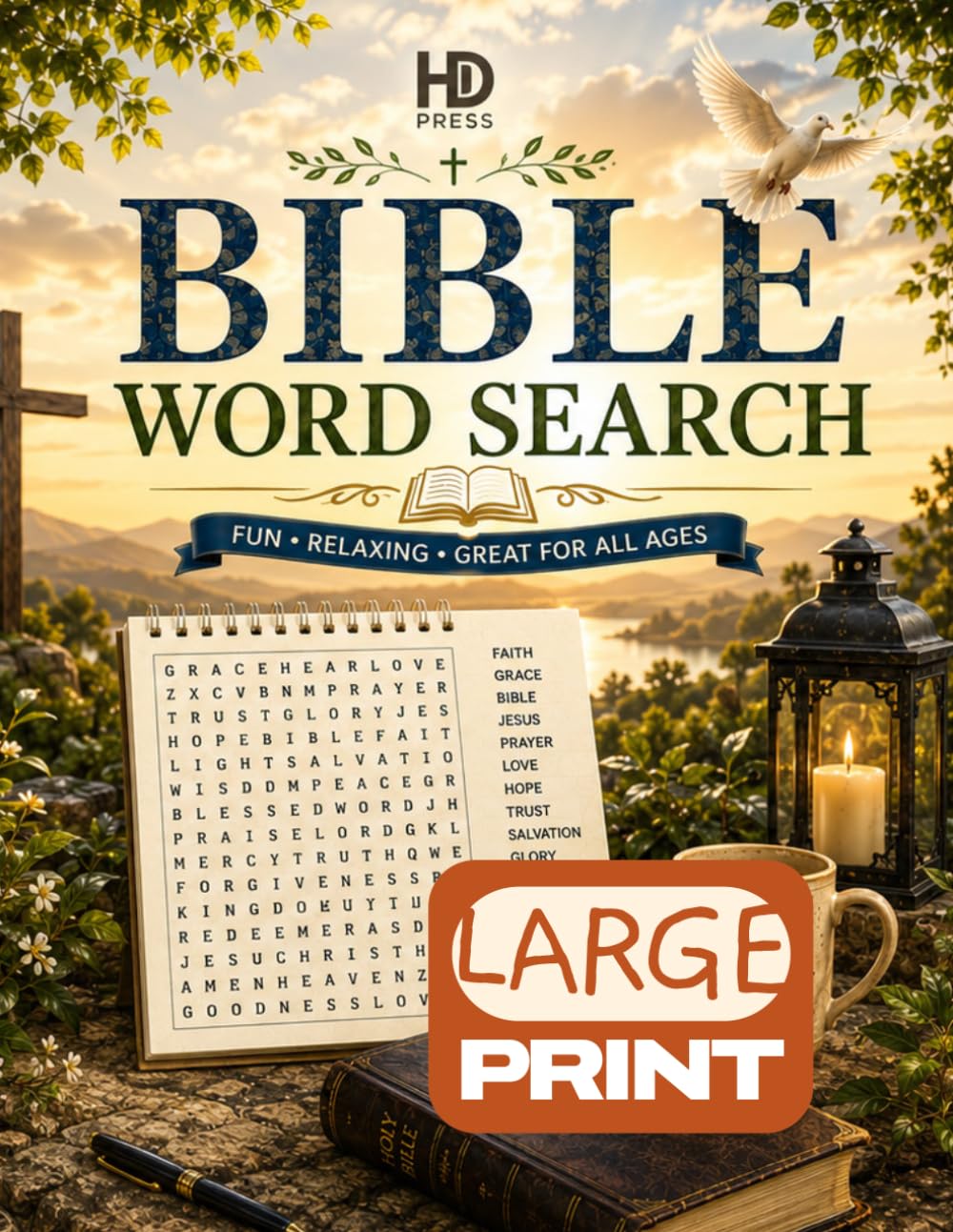Bible Wordsearch: Over 100 Large Print Bible Themed Puzzles, With Fun Facts & Solutions, Relaxing & Fun for All Ages (HD Press Themed Wordsearch Puzzles)