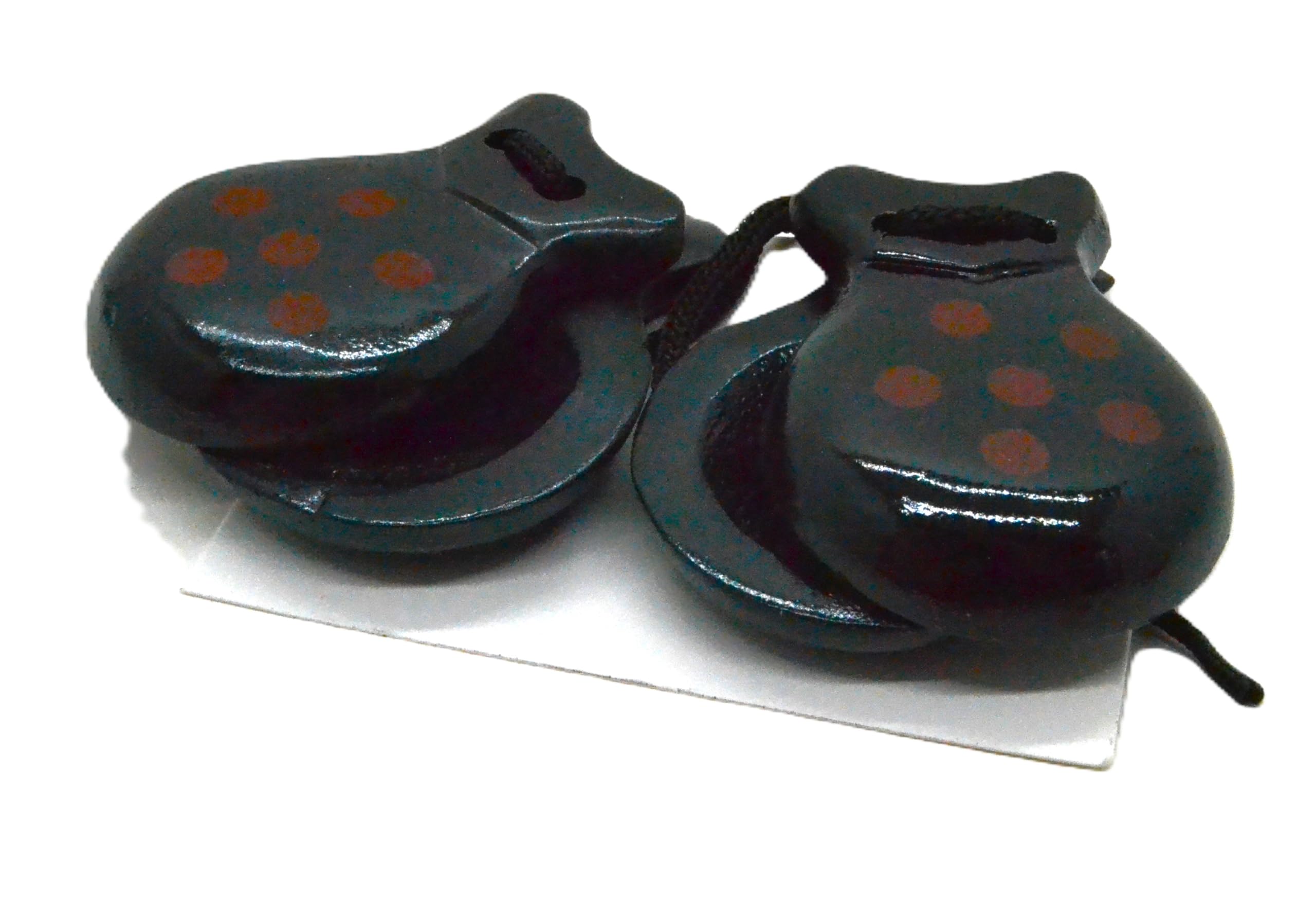 kids 1 pair SPANISH small CASTANUELS RED AND BLACK SIZE FOR little ones 6 cm (2-7) TRADITIONAL, Made of wood - Image 3