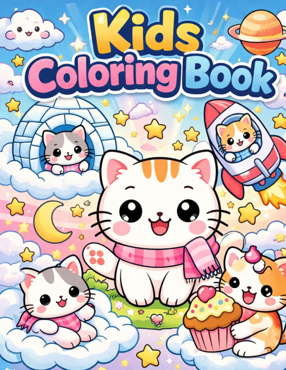 Kids Coloring Book: Cute Cats in Magical Adventures
