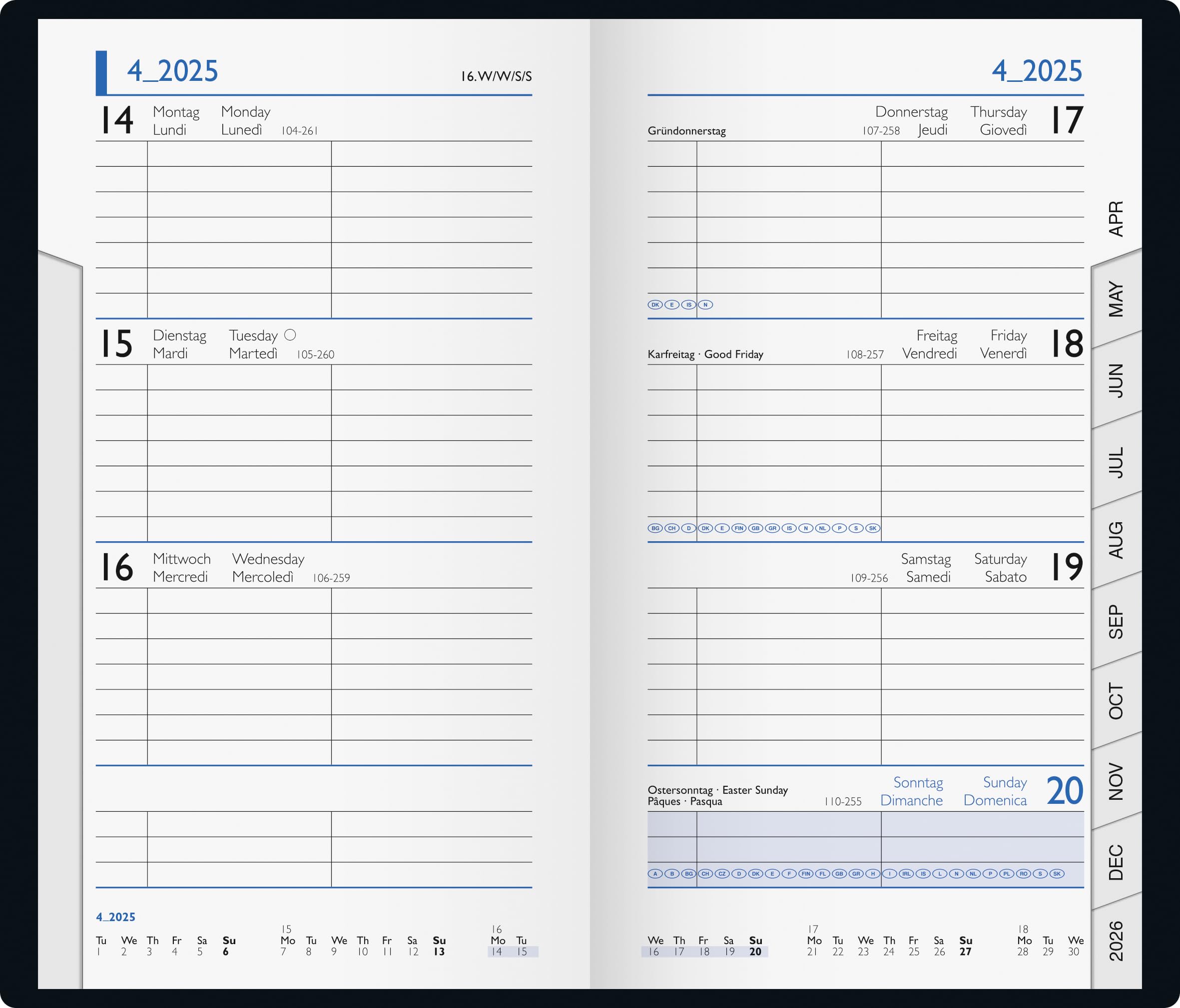 BRUNNEN Pocket Diary Model 756 (2025), 2 Pages = 1 Week, A6, 144 Pages, Leather Cover, Black - Image 2