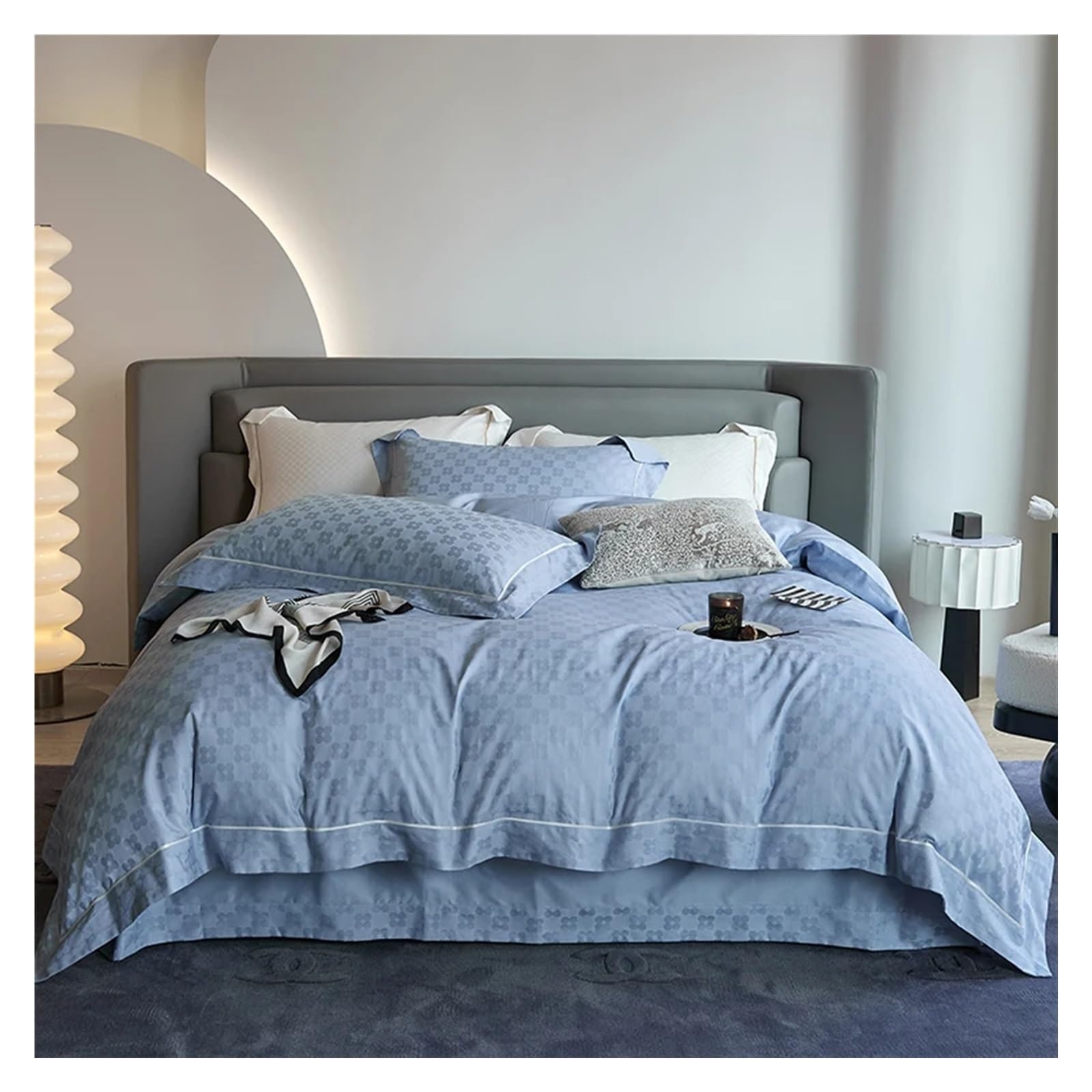 Sbcgfy A Bed Four Pieces Set, Egyptian Cotton Bedding Set Deluxe Jacquard Duvet Cover Bed Sheet Nd Pillowcase,-Queen Size 4Pcs