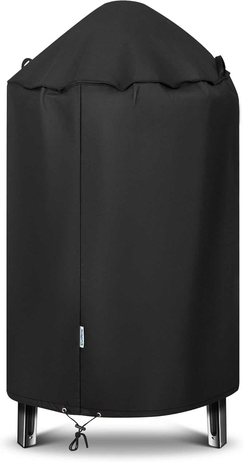 SunPatio Round Bullet Smoker Cover 30 Inch, Heavy Duty Waterproof Pit Barrel Grill Cover for Weber, Charbroil, Char-Griller Kamado and More Grill, 30" Dia x 36" H