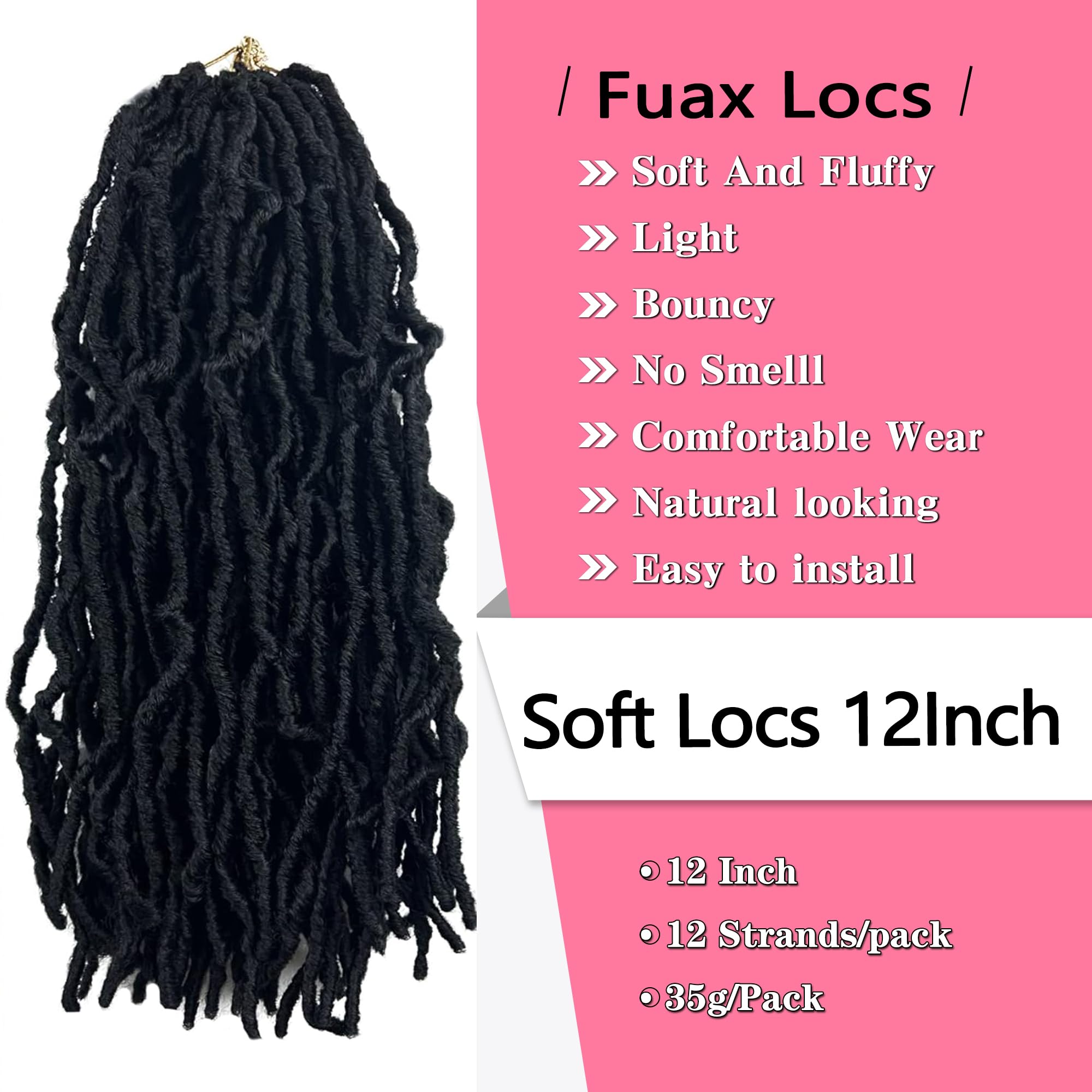 FALEMEI 6 Packs Soft Locs Crochet Hair crochet locs Pre Looped 12 Inch Faux Locs Crochet Braids Goddess Curly Wavy Locs Crochet Loc Hair for Black Women - Image 2