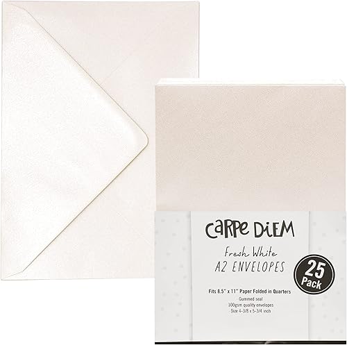 Miniatura 2 de Pukka Pad, Carpe Diem - Sobres engomados para tarjetas de felicitación e invitaciones, paquete de 25 sobres blancos frescos, tamaño A2, 4.38 x 5.75