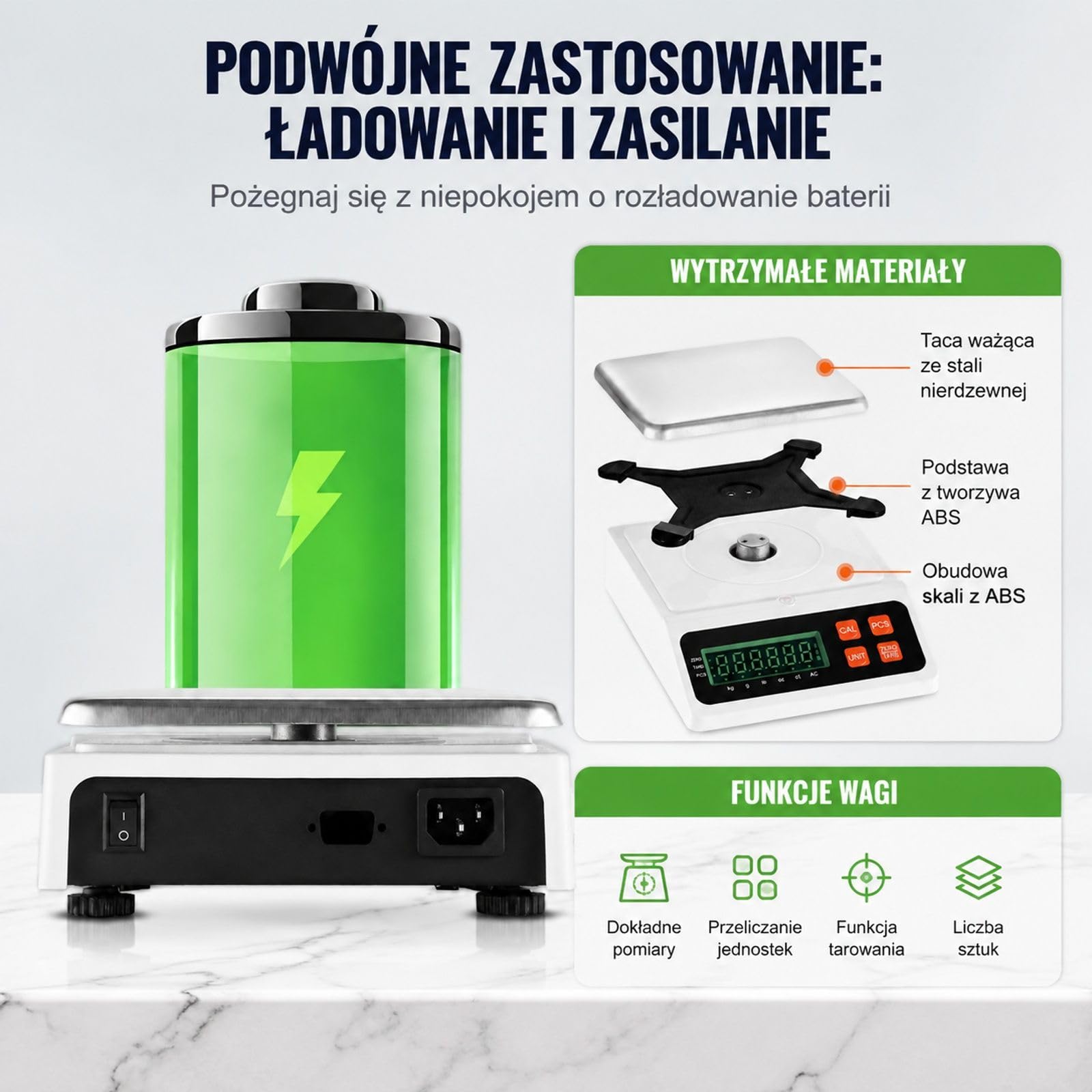 Cyfrowa waga licząca do części i monet, 10 kg x 0,1 g, g/kg/lb/oz/ct, do inwentaryzacji, kuchni, biżuterii, z ekranem LED