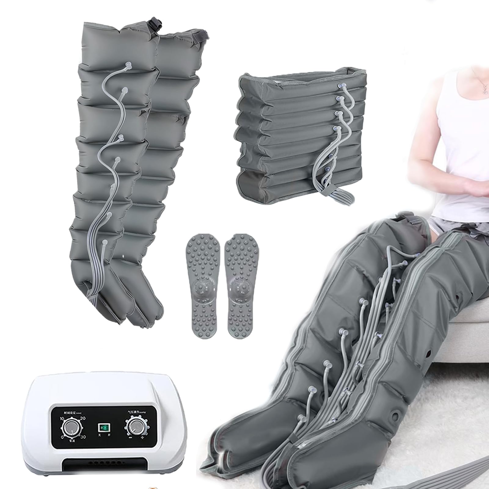 Massaggiatore per Piedi ︱Pressoterapia Linfodrenaggio per Casa︱Massaggiatore Elettrico a Compressione d'Aria Gambe e Addome ︱ Macchinario Pressoterapia Professionale Presso Terapia