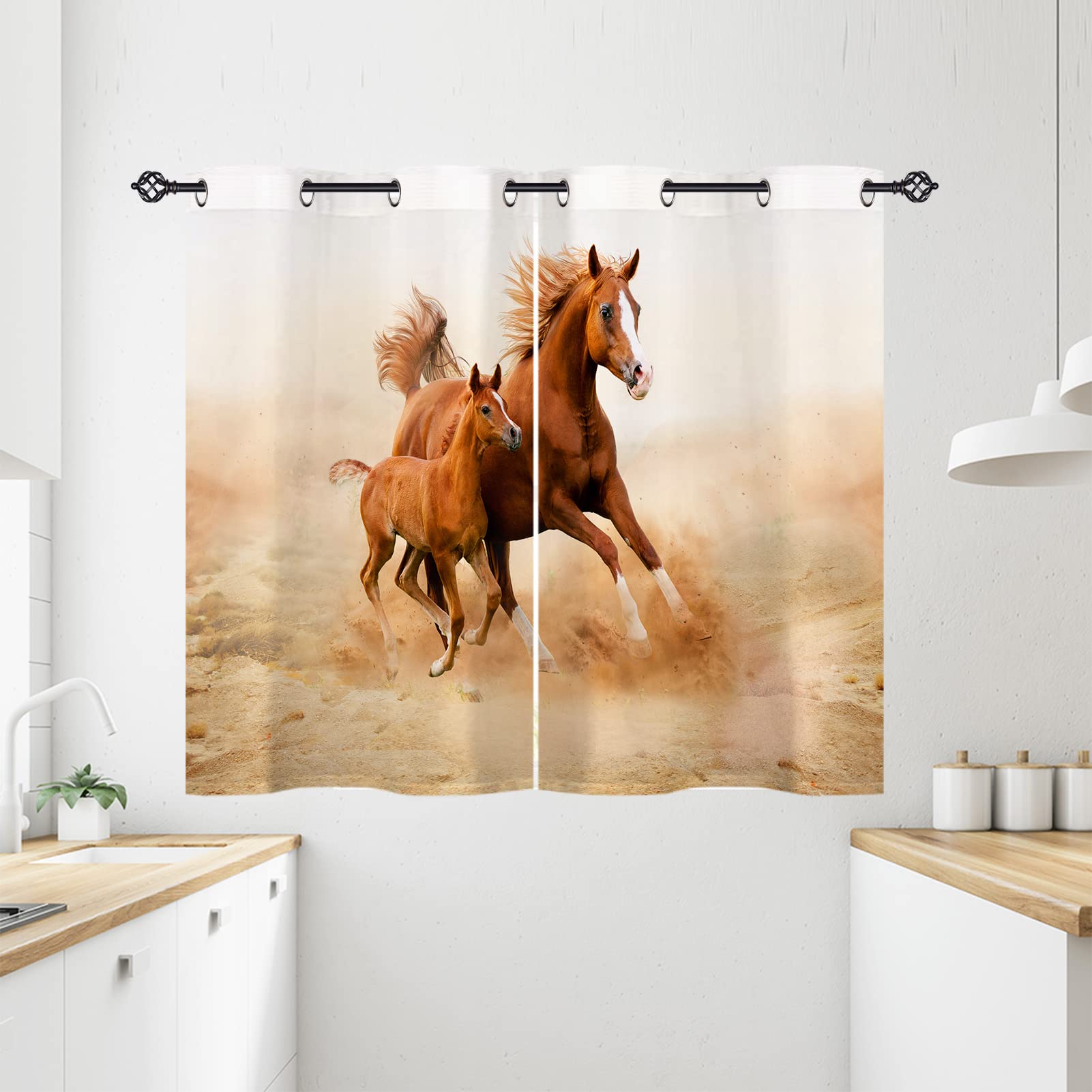 ANHOPE Western Horse Blackout Eyelet Curtains 2 Panels W 28" x L 54"