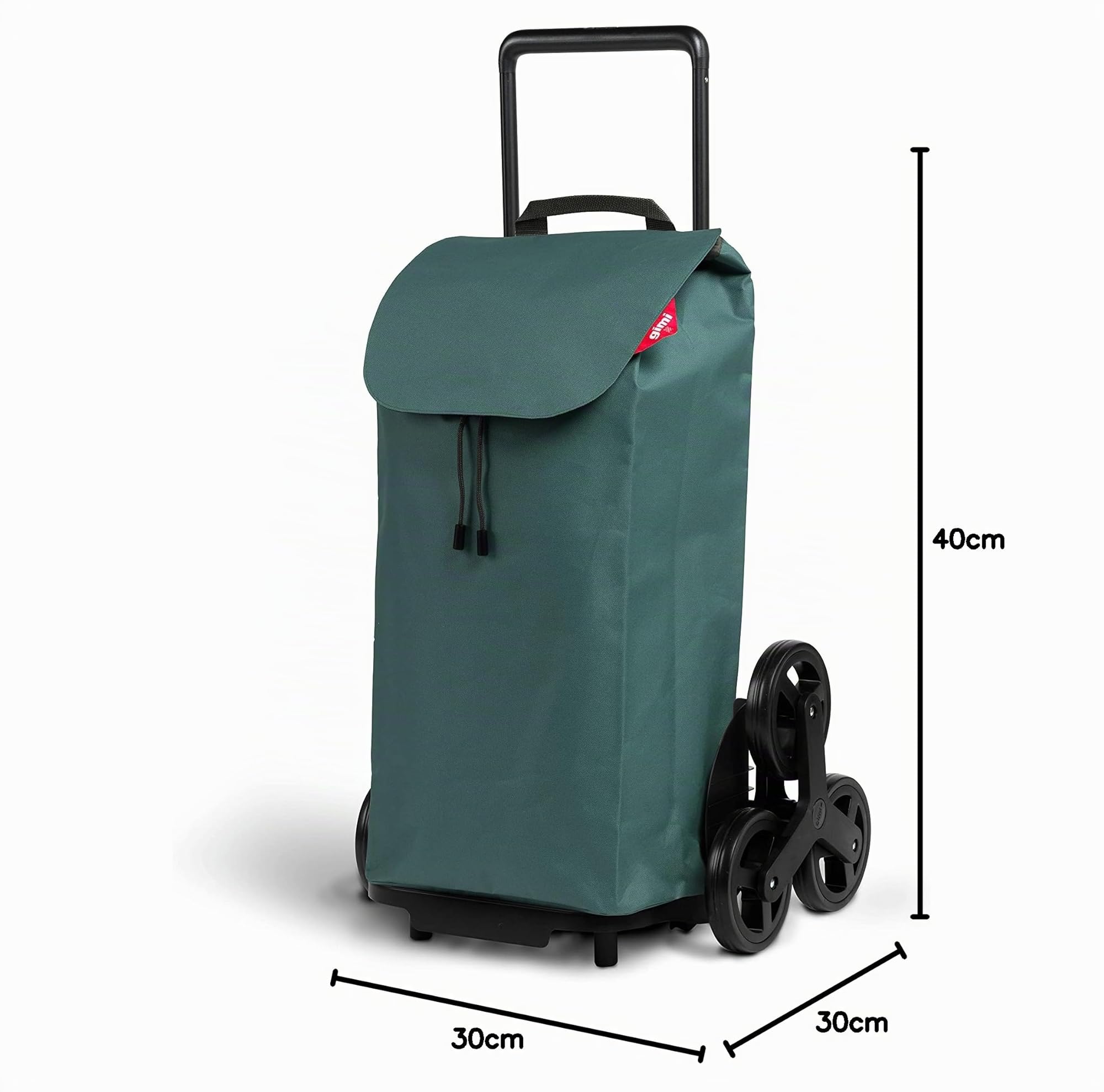 Gimi (GIMIV) 77565 Trolley per la Spesa con 6 Ruote, Impermeabile, 100% Poliestere, capacità 52 l, 44,1 x 50,7 x 95,6 cm, Poliuretano, Verde, Grande