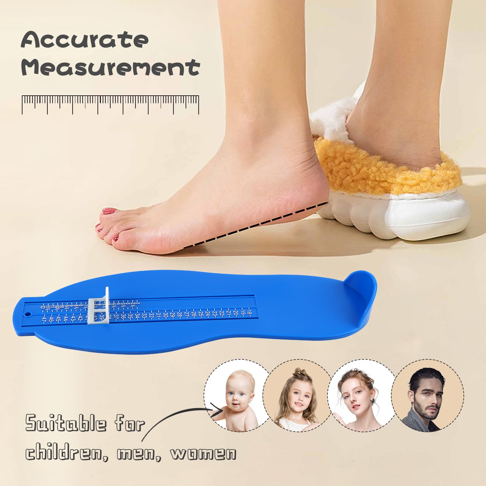 JSMTKJ Pedimetre Enfants et Adultes, Pointure Chaussure Mesurer Pied Dispositif de Mesure pour Déterminer la Pointure 18 à 47 et Ruban à Mesurer 1.5m（Bleu）