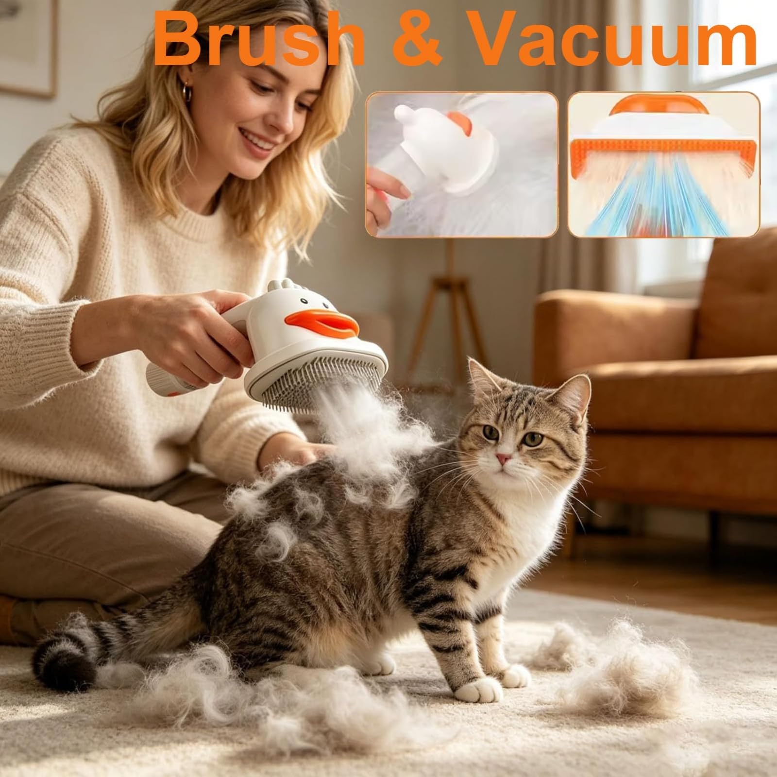 4 in 1 Spazzola Aspirante per Cani e Gatti – Autopulente e Ricaricabile – Pettine per Animali con 4 Testine Intercambiabili – Ideale per la Toelettatura