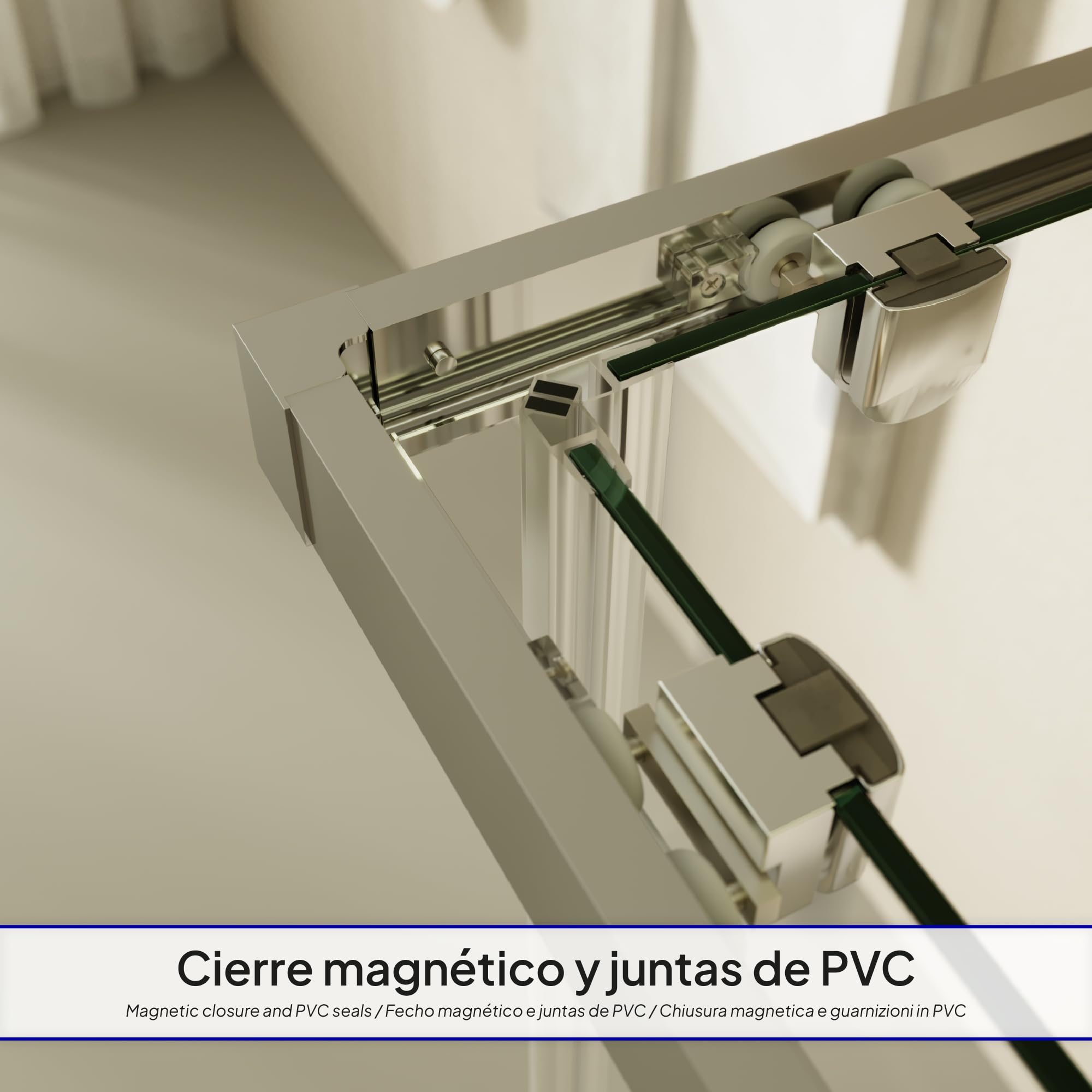 Mampara de Ducha Diana 70x140x190cm, REVERSIBLE, Puertas Correderas, Ajuste 67.5-69.5x137.5-139.5cm, Perfiles Cromados, Cristal Templado Transparente 6mm
