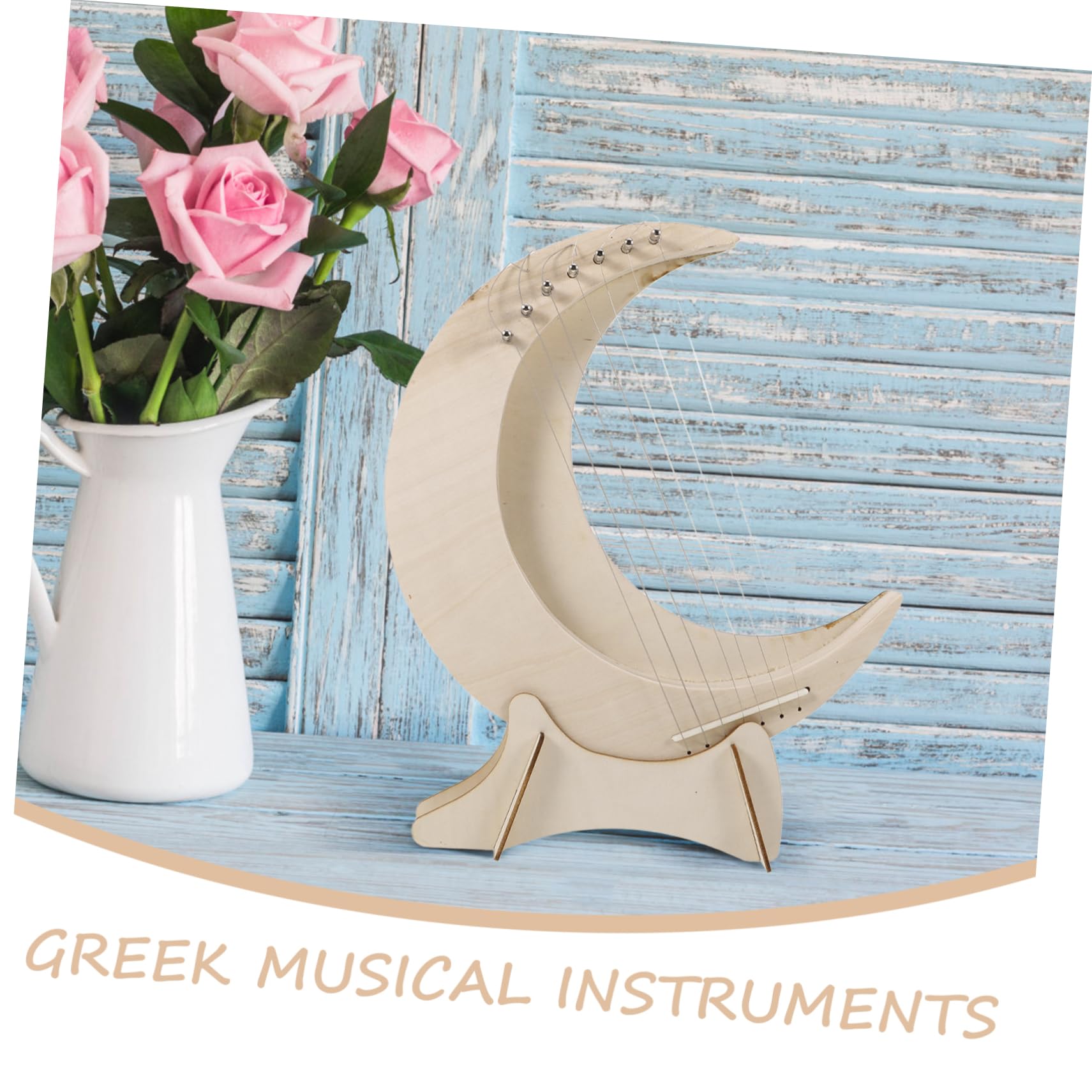 Toyvian Lyre harpe en bois à 7 cordes avec base portable en forme de lune instrument de musique pour débutants et enfants pour la pratique de la musique et la décoration de la maison