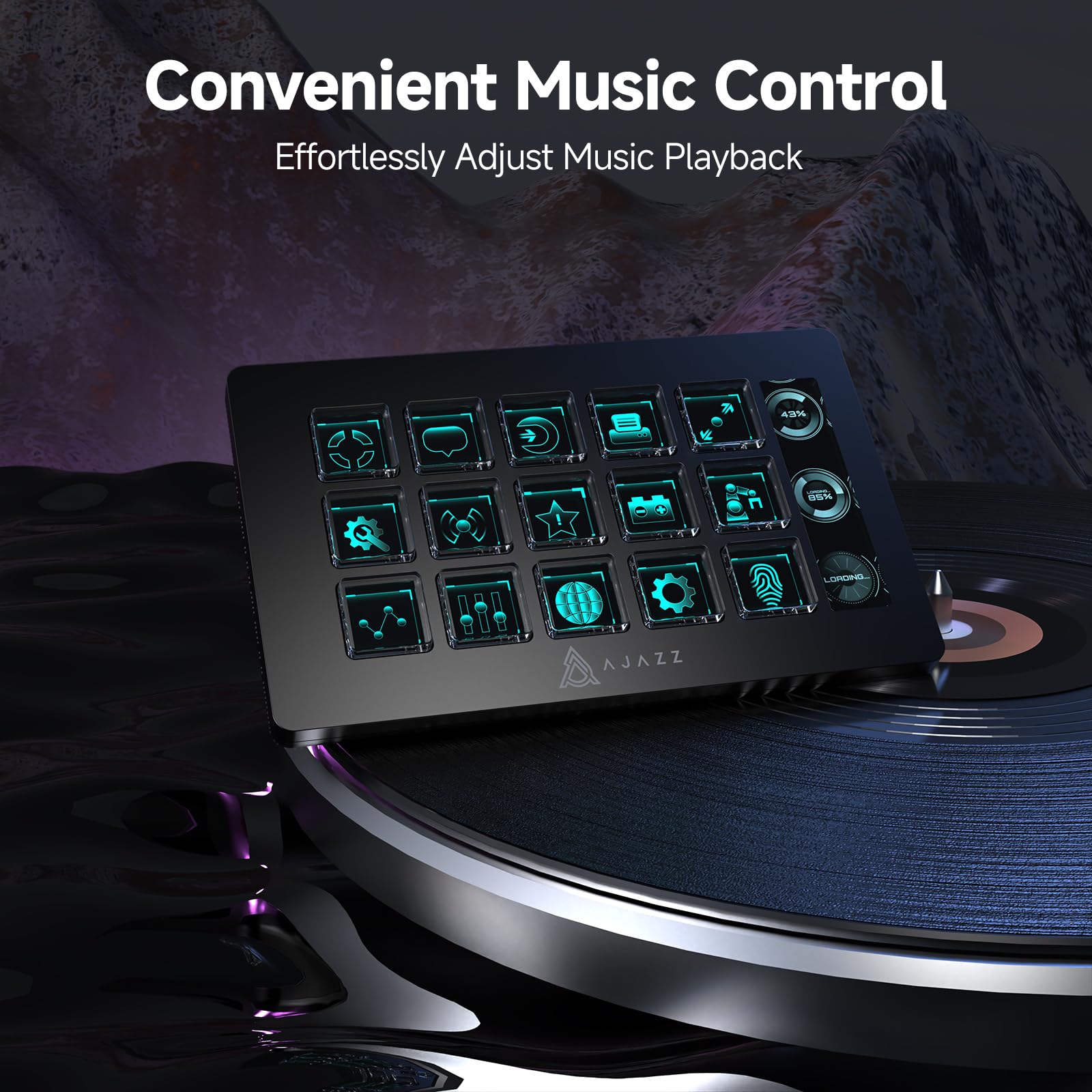 AJAZZ AKP153E - Tastiera macro cablata con tastiera, tastiera di scelta rapida con 15 tasti programmabili, schermo LCD personalizzabile, adatta per giochi, streaming, musica e editing di immagini