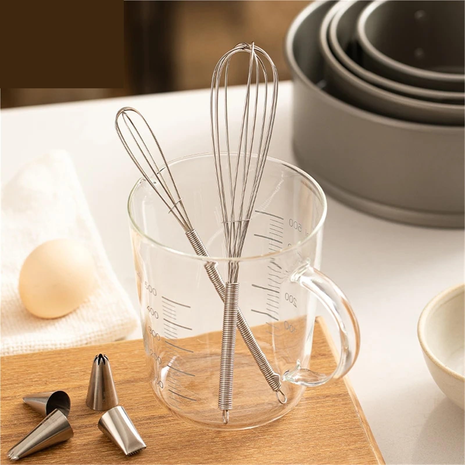 Batidor Manual de acero inoxidable 3 uds, mezclador crema y mantequilla, cocina, batidor for el hogar, huevos, accesorios for hornear Para Cocina
