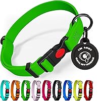 Vista 12 de Collar de perro ajustable con código QR identificación adjunta, fabricado en Estados Unidos, collar de perro resistente al agua con hebilla