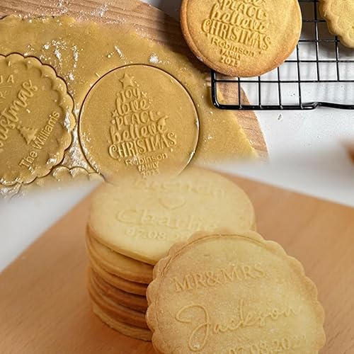 Miniatura 5 de Sello de galletas personalizado con diseño en relieve 3D, molde acrílico personalizado para galletas navideñas con asa para decoración de hornear,